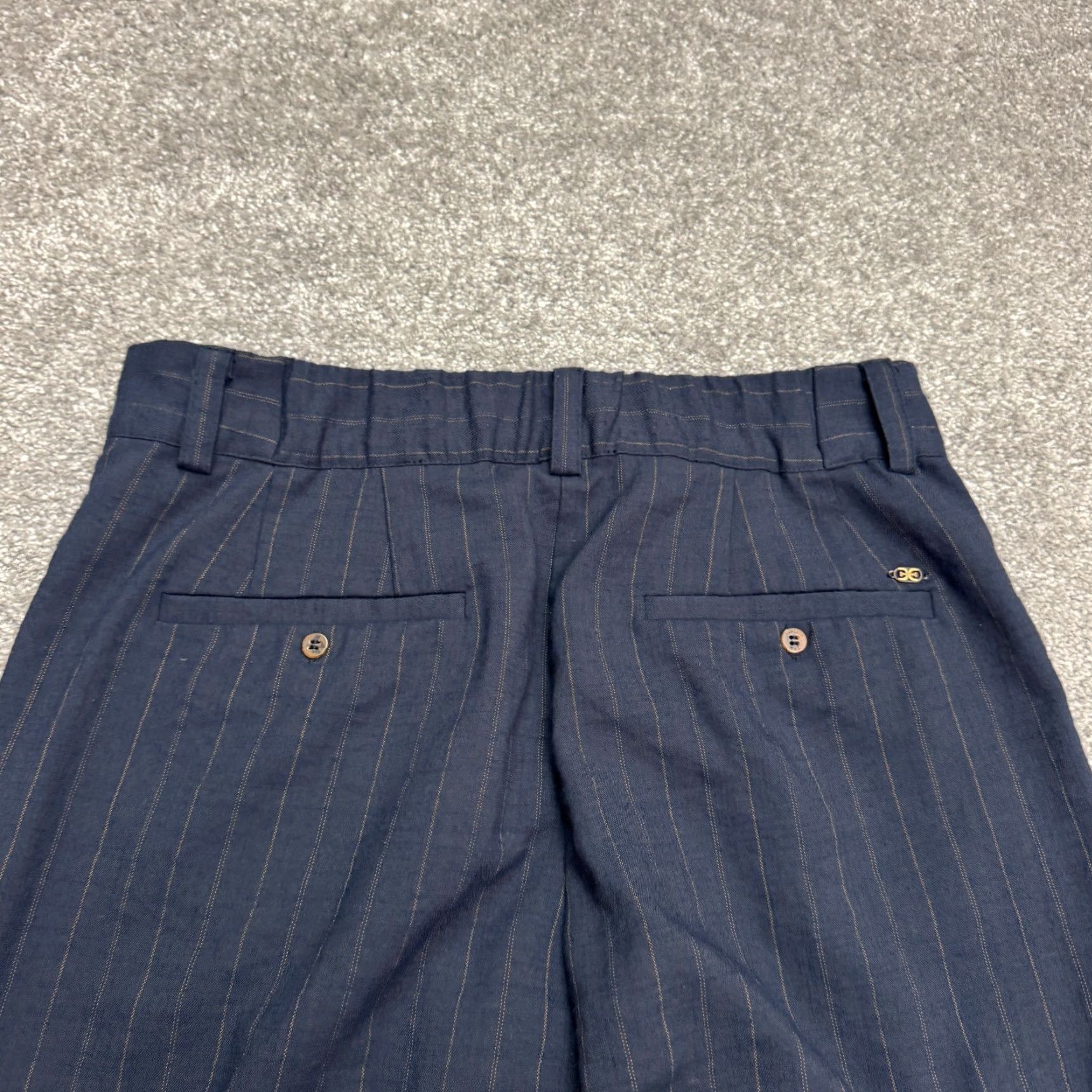 Sam Edelman Sam Edelman Cargo Pants Womens 10 Navy Blue Striped High Rise Taepred Leg Casual Size 32" / US 10 / IT 46 - 6 Thumbnail