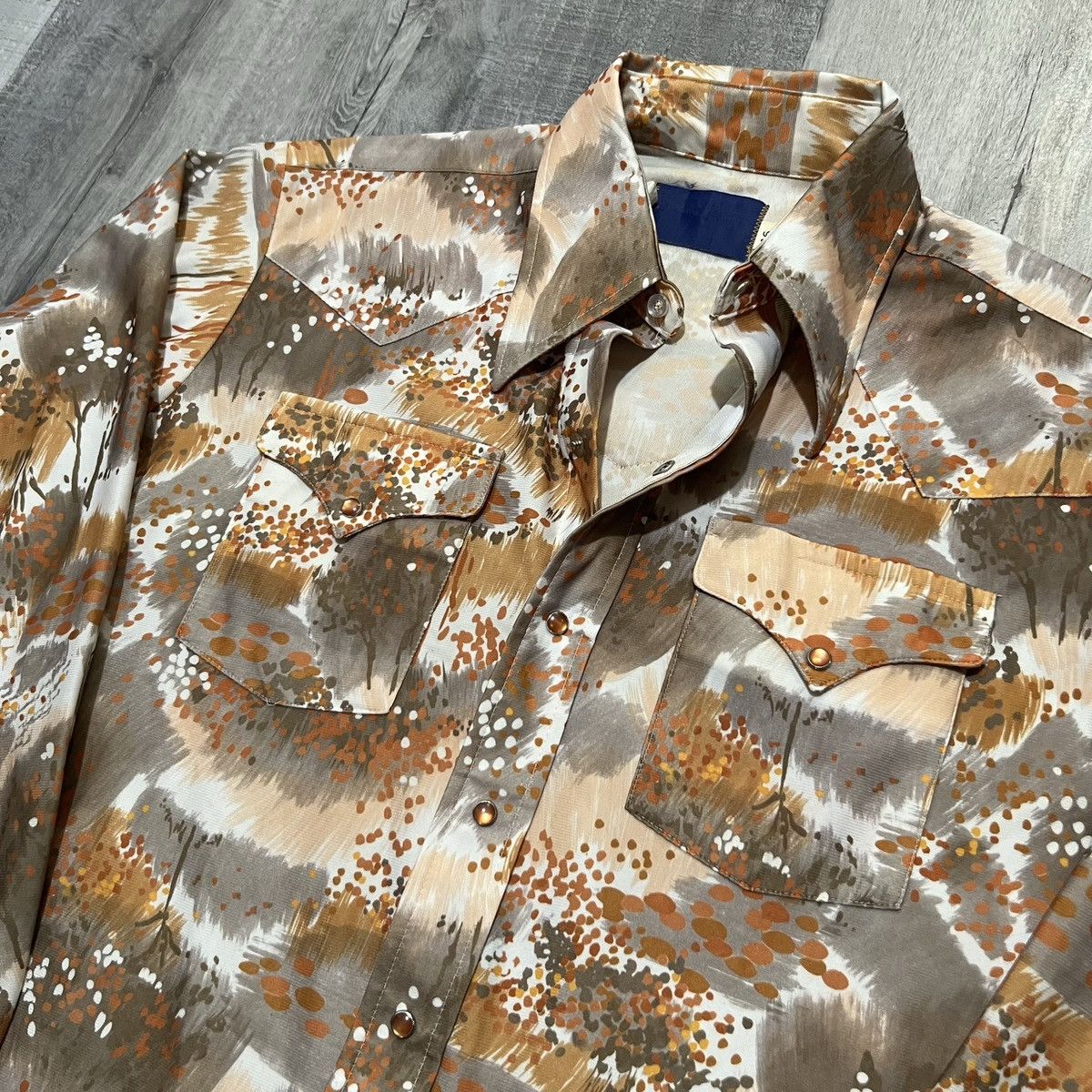 Panhandle Slim × Vintage VTG 70s/80s Orange Abstract Disco Hippie Pearl Snap Shirt Size US L / EU 52-54 / 3 - 3 Thumbnail