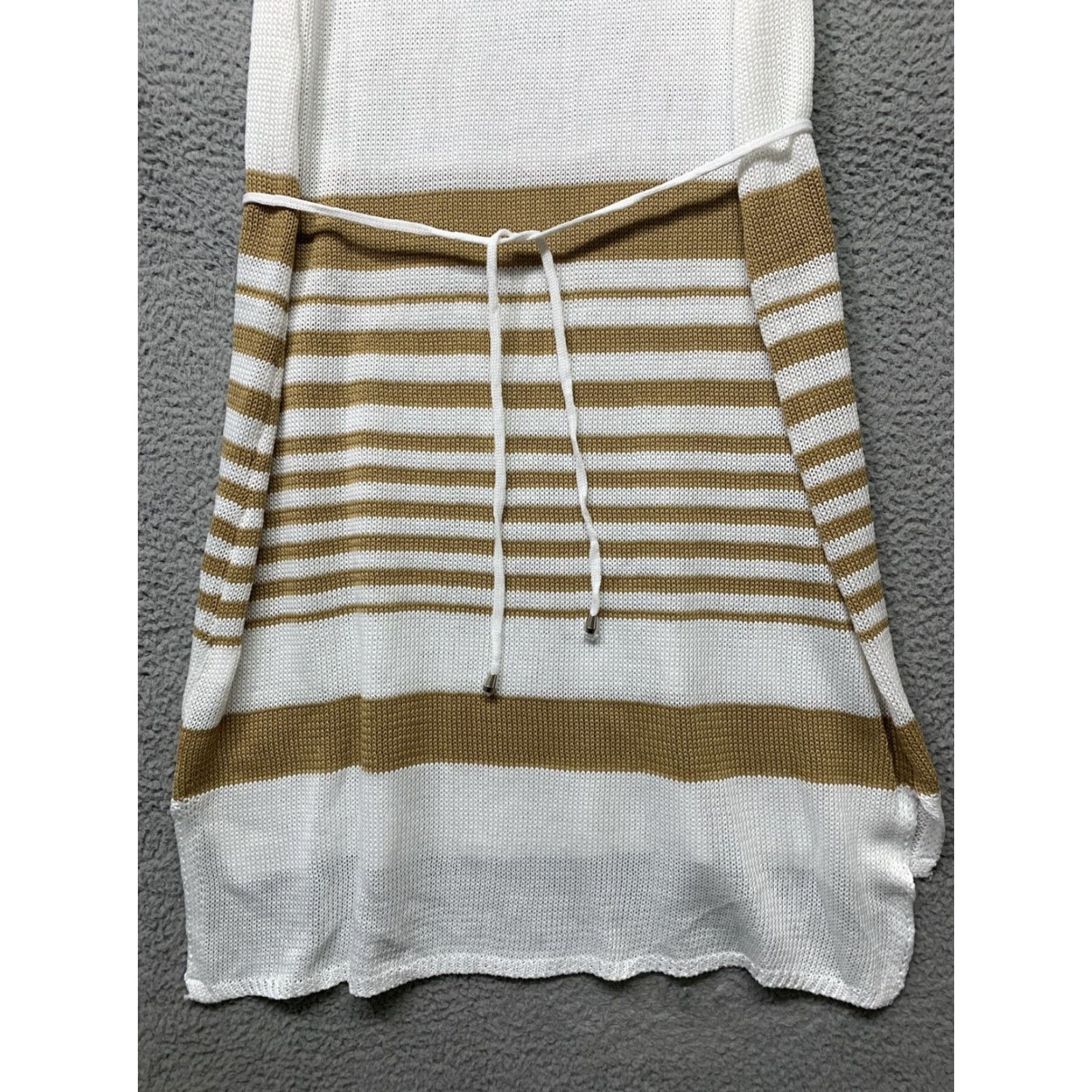 Vintage Kiana Tank Top Knitted Dress XL Khaki White Stripe Tie-Waist Blouson Dress Size XL / US 12-14 / IT 48-50 - 3 Thumbnail