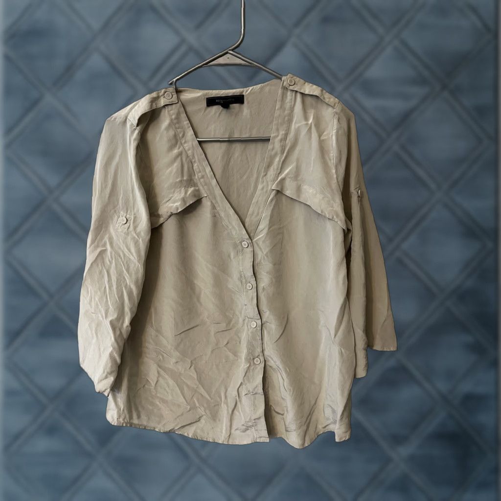 Bcbgmaxazria BCBG MAX AZRIA Bridget SILK Blouse OPEN BACK Gray Size XS Size XS / US 0-2 / IT 36-38 - 1 Thumbnail