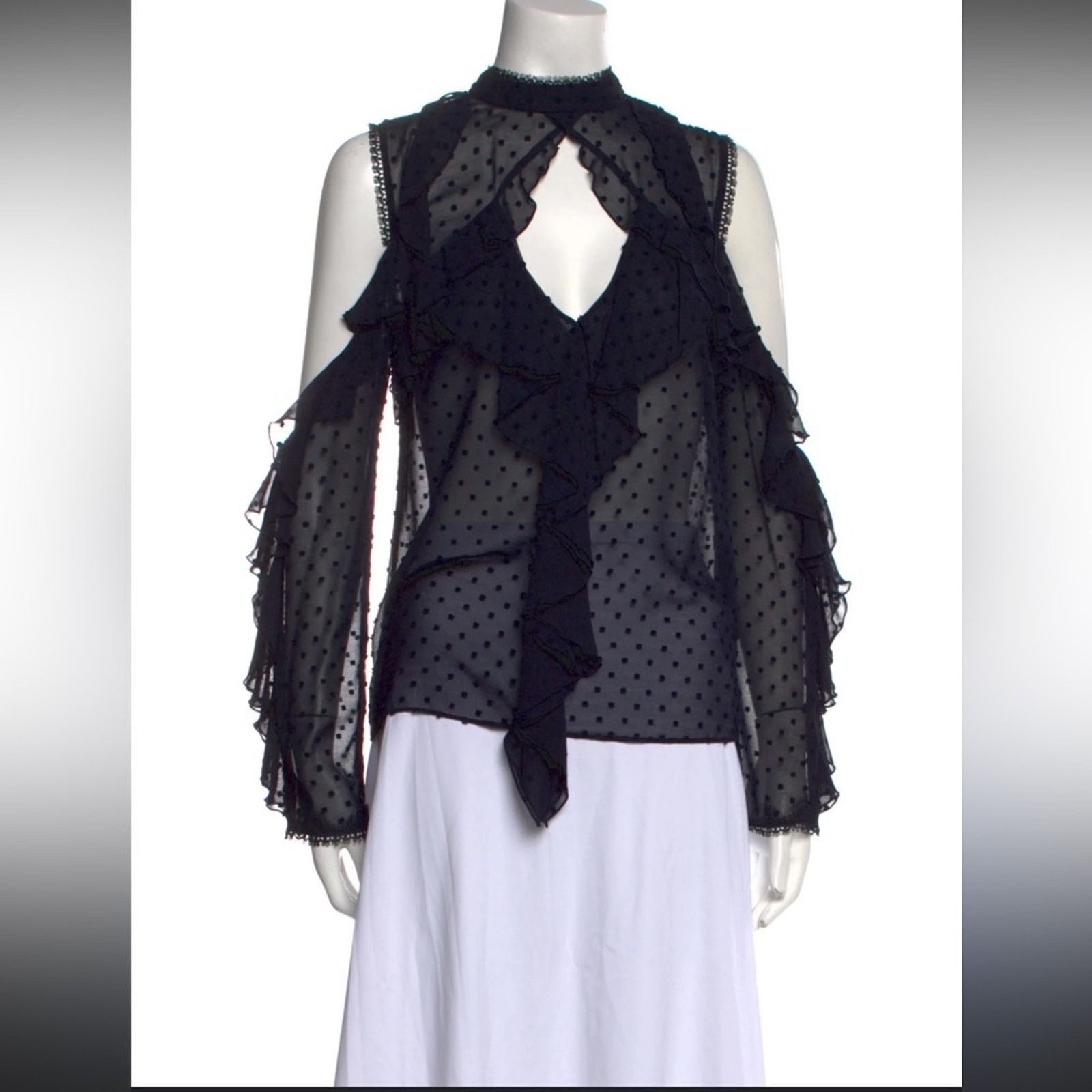 NICHOLAS 136 Nicholas $695 Navy Ruffle Trim Blouse Size 2 Size XS / US 0-2 / IT 36-38 - 11 Thumbnail