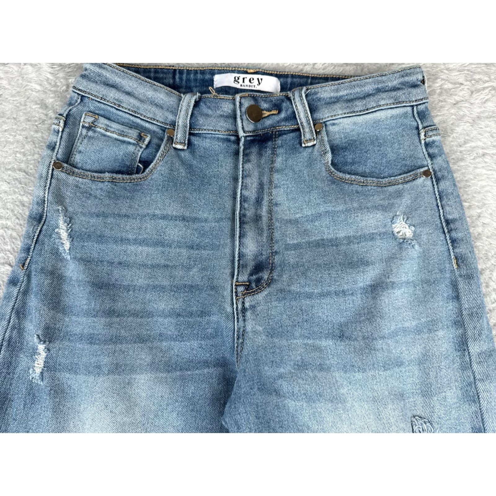 Vintage Grey Bandit Jeans Juniors 5 Blue Denim Flared Distressed Cotton Blend 26x31 Jeans Women 27 in Inseam 31 in Medium Wash Denim? Size 27" / US 4 / IT 40 - 4 Thumbnail