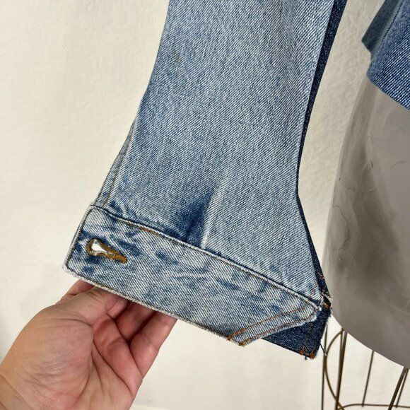 A.W.A.K.E. MODE A.W.A.K.E. MODE Upcycled Denim Off Shoulder Top Jean Jacket Size XS / US 0-2 / IT 36-38 - 5 Thumbnail
