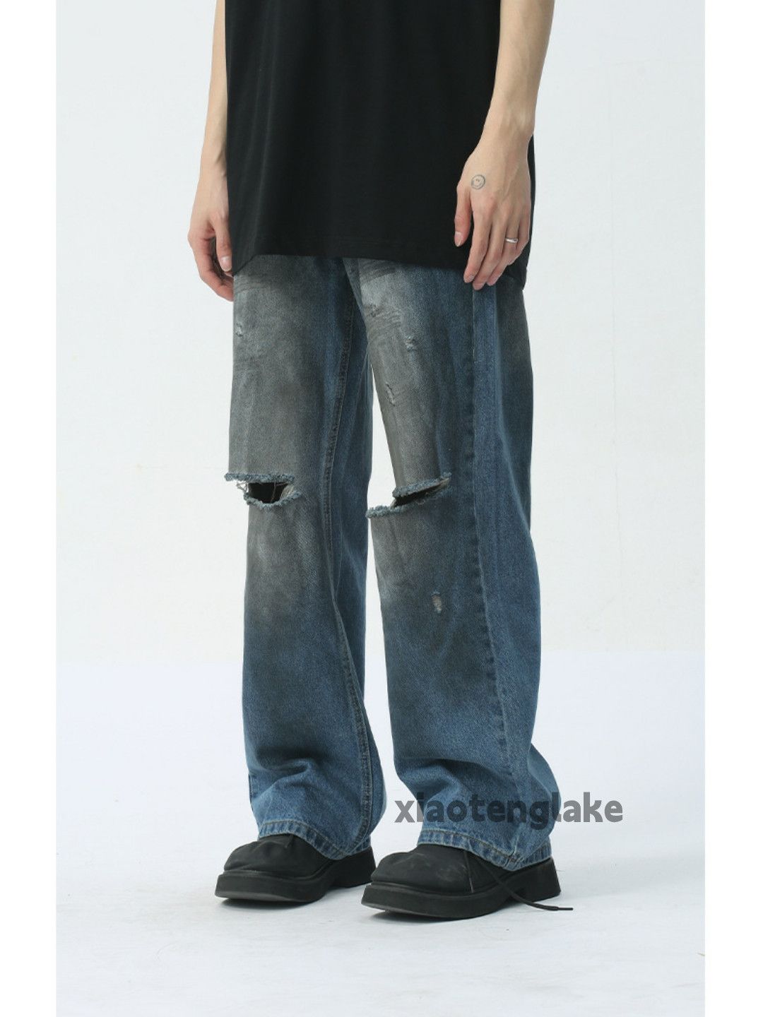 Jean × Vintage washed faded damaged ripped stain baggy jeans Size US 30 / EU 46 - 7 Thumbnail