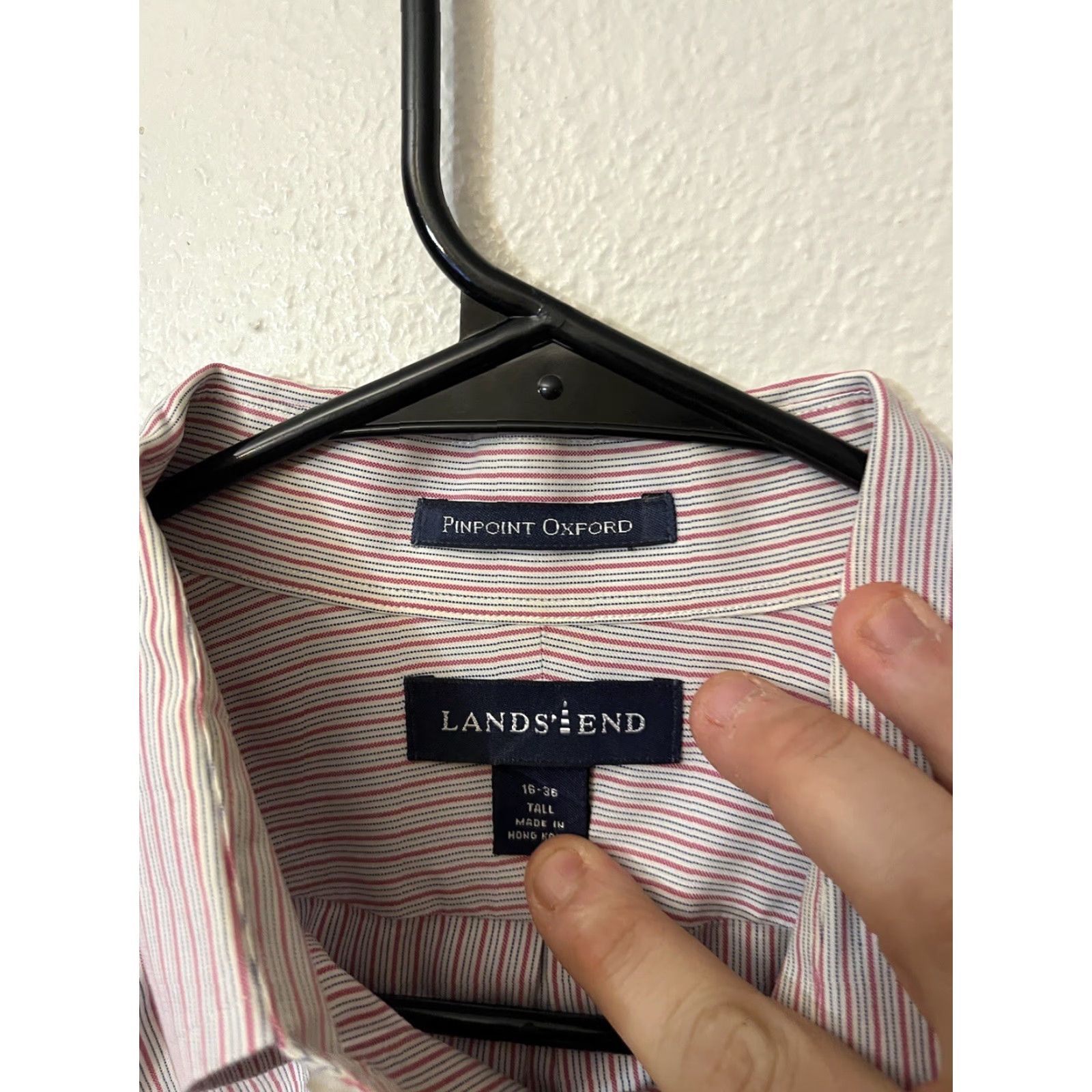 Lands' End Lands End Shirt Mens 16-36 Tall Pinpoint Oxford Striped Long Sleeve Button Front Size US L / EU 52-54 / 3 - 2 Thumbnail