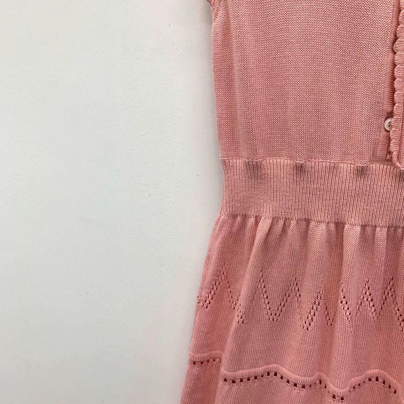 Gucci Gucci Pink cotton V-neck sleeveless hollow knitted dress Size L / US 10 / IT 46 - 4 Thumbnail