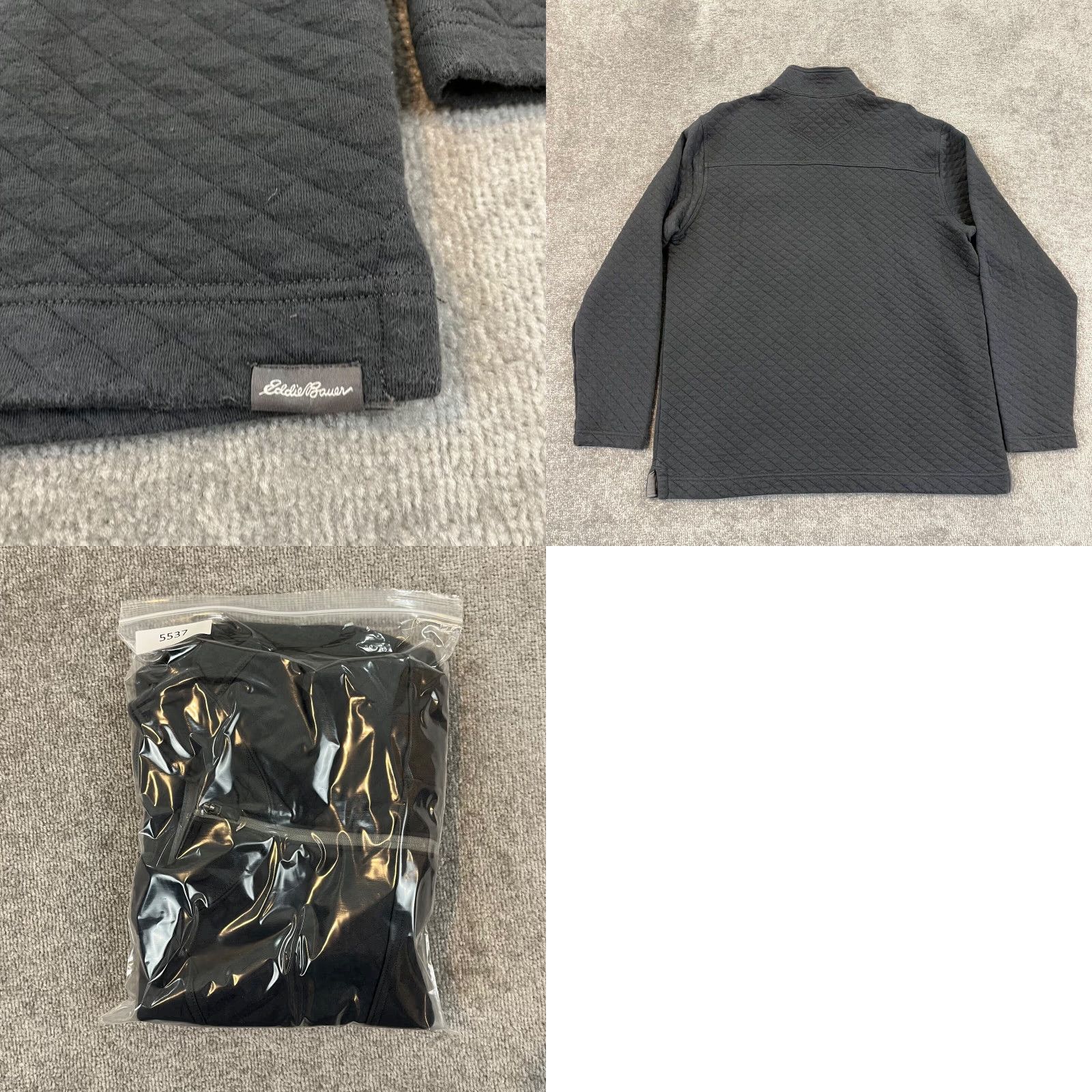 Eddie Bauer Eddie Bauer Sweater Jacket Men Large Gray Grid 1/2 Zip Pullover Outdoor Hike L/S Size US L / EU 52-54 / 3 - 8 Thumbnail