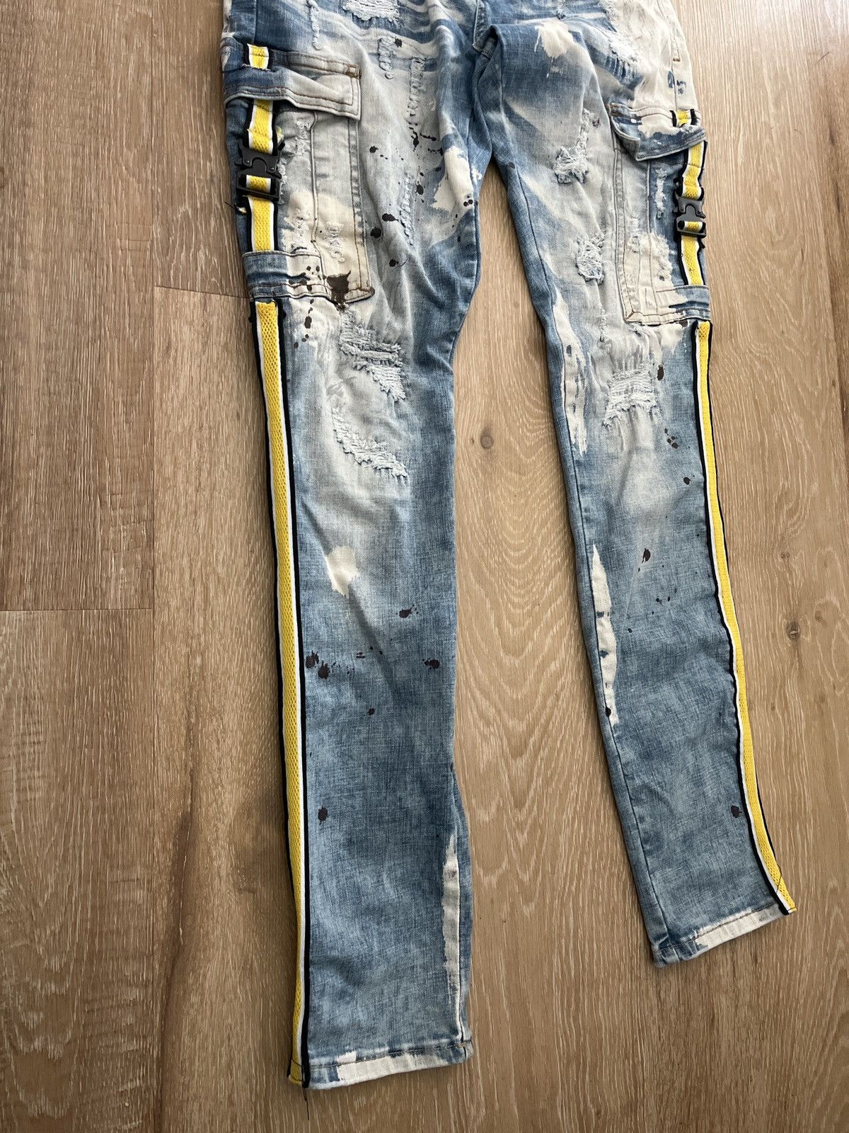 H&M Skinny biker jeans Yellow Striped size 32x32 medium Size US 32 / EU 48 - 8 Thumbnail
