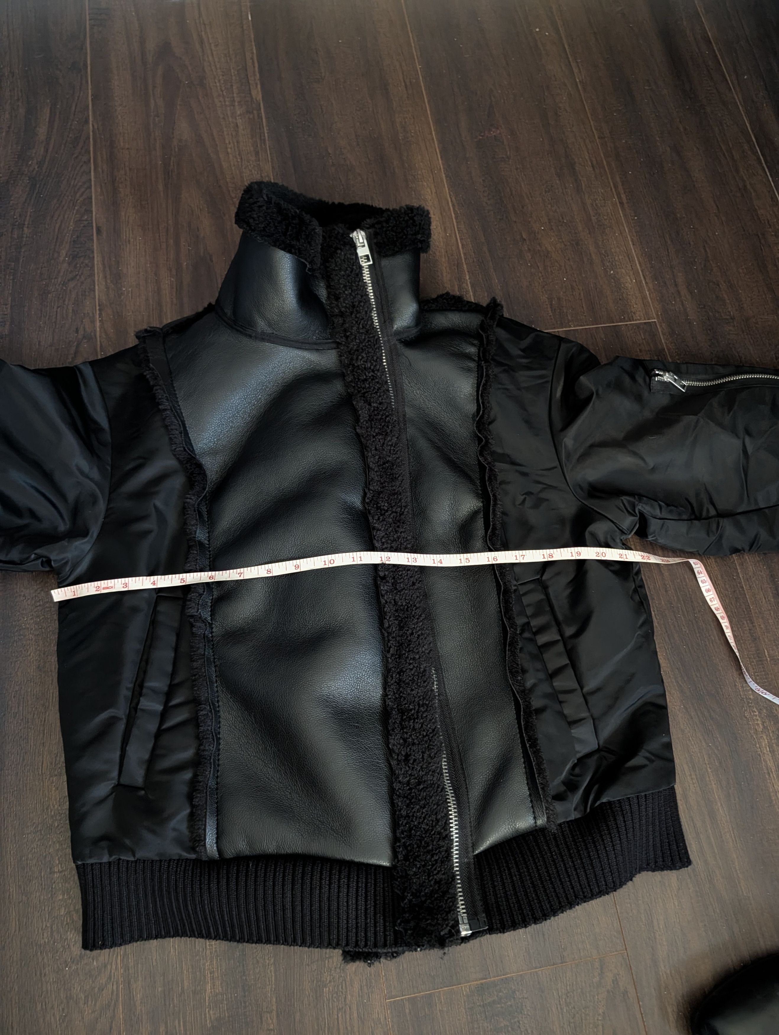Jason Wu Black vegan leather shearling fur aviator bomber jacket Size L / US 10 / IT 46 - 18 Thumbnail