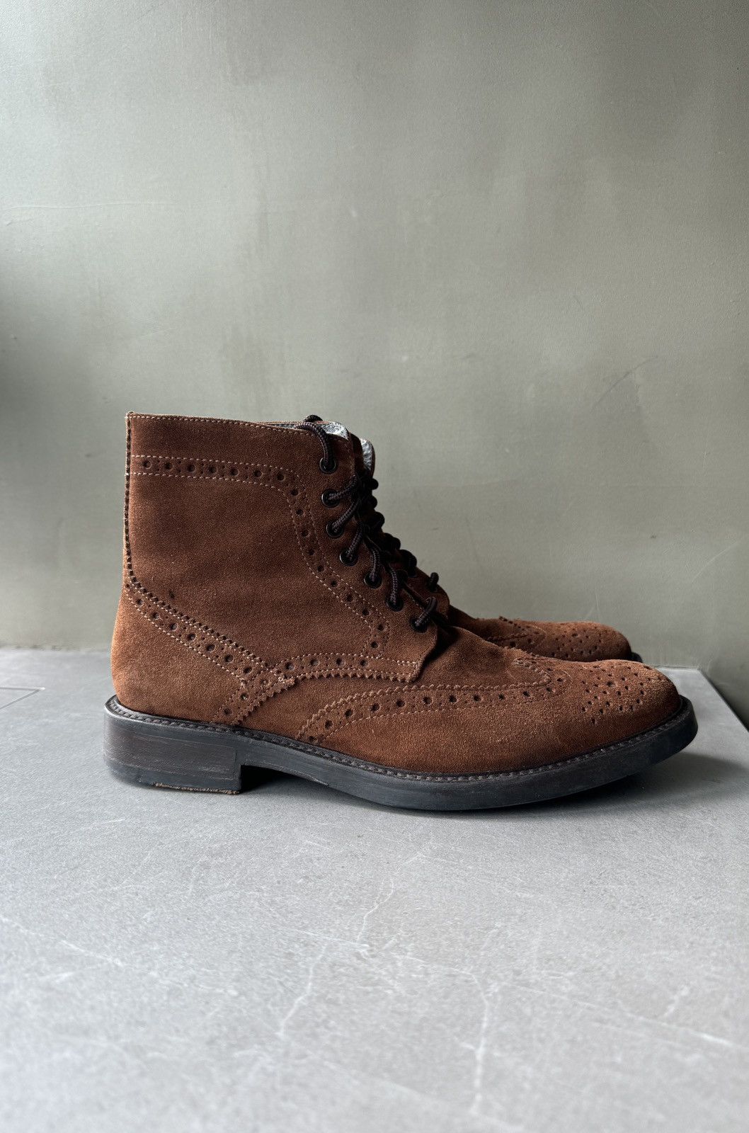 Other BOEMOS Italy Made Brown Suede Leather Mens Brogue Boots Size US 7 / EU 40 - 7 Thumbnail