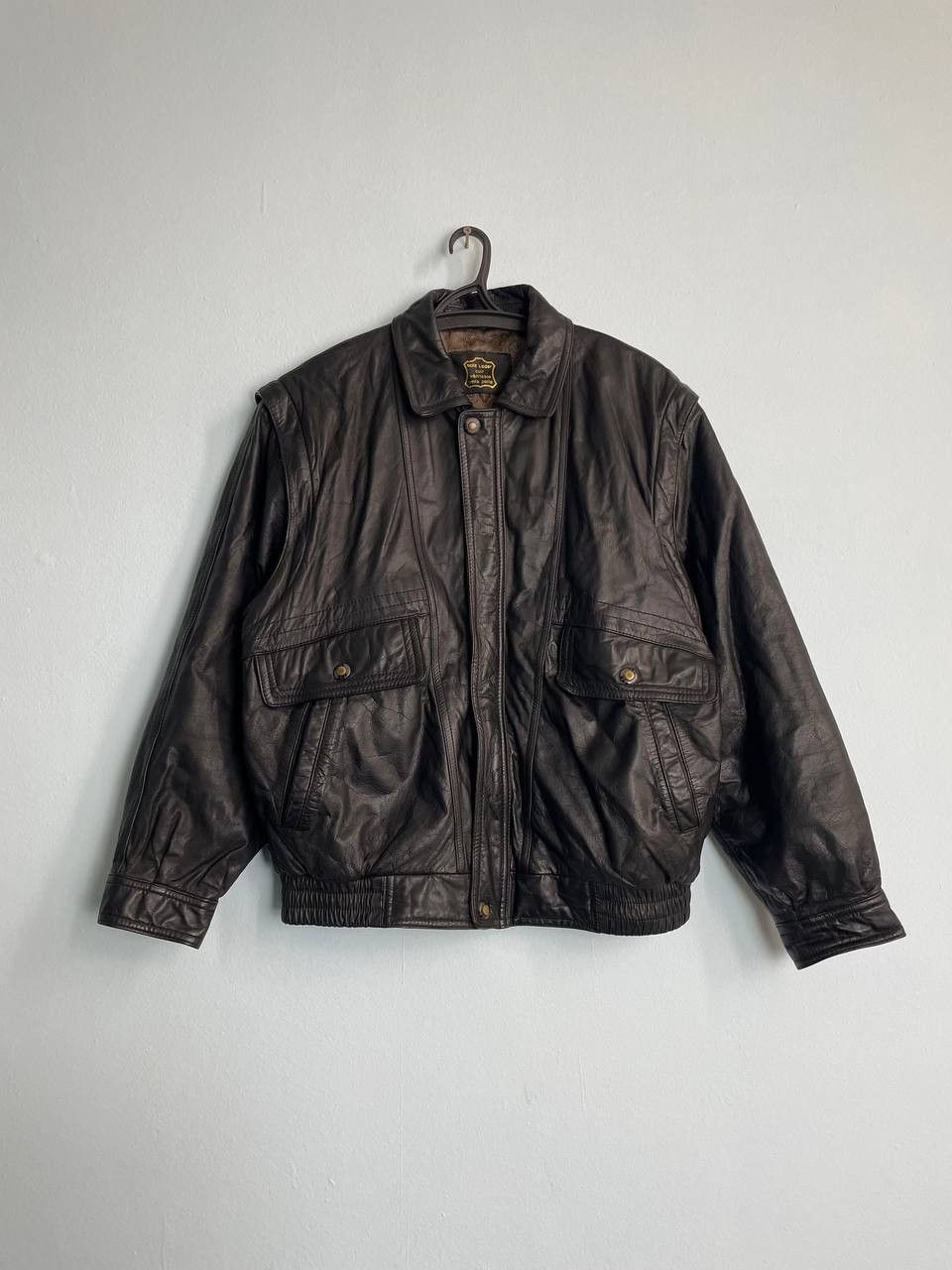 Vintage Vintage Leather Jacket Bomber 90s burgundy boxy oversize Size US M / EU 48-50 / 2 - 1 Thumbnail