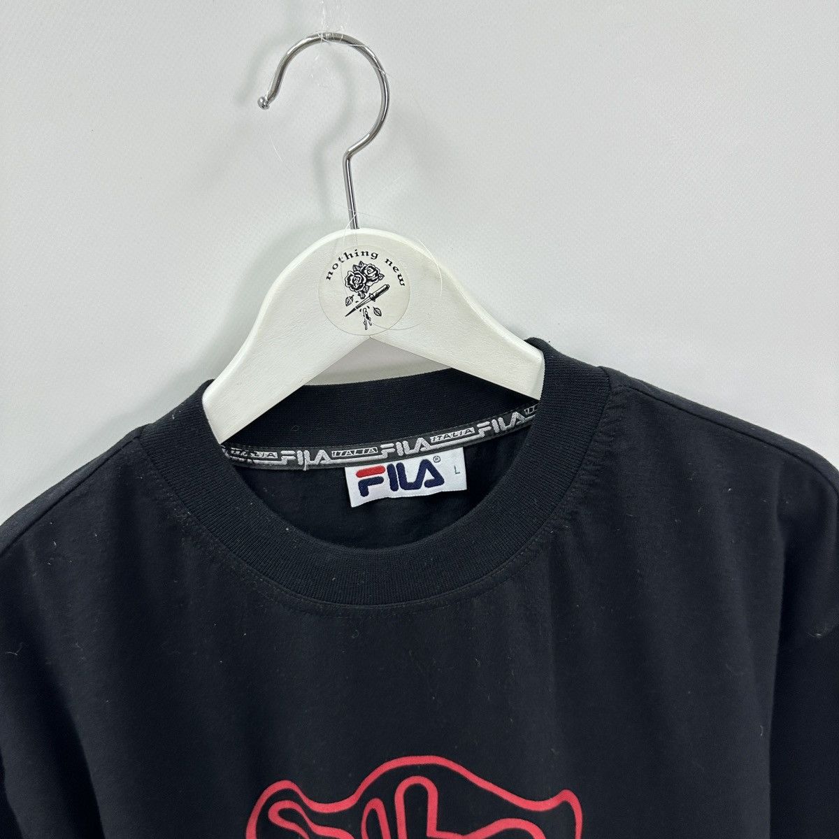 Fila Vintage 00s Fila Oversize big logo blakc tee Italy y2k hype Size US L / EU 52-54 / 3 - 6 Thumbnail