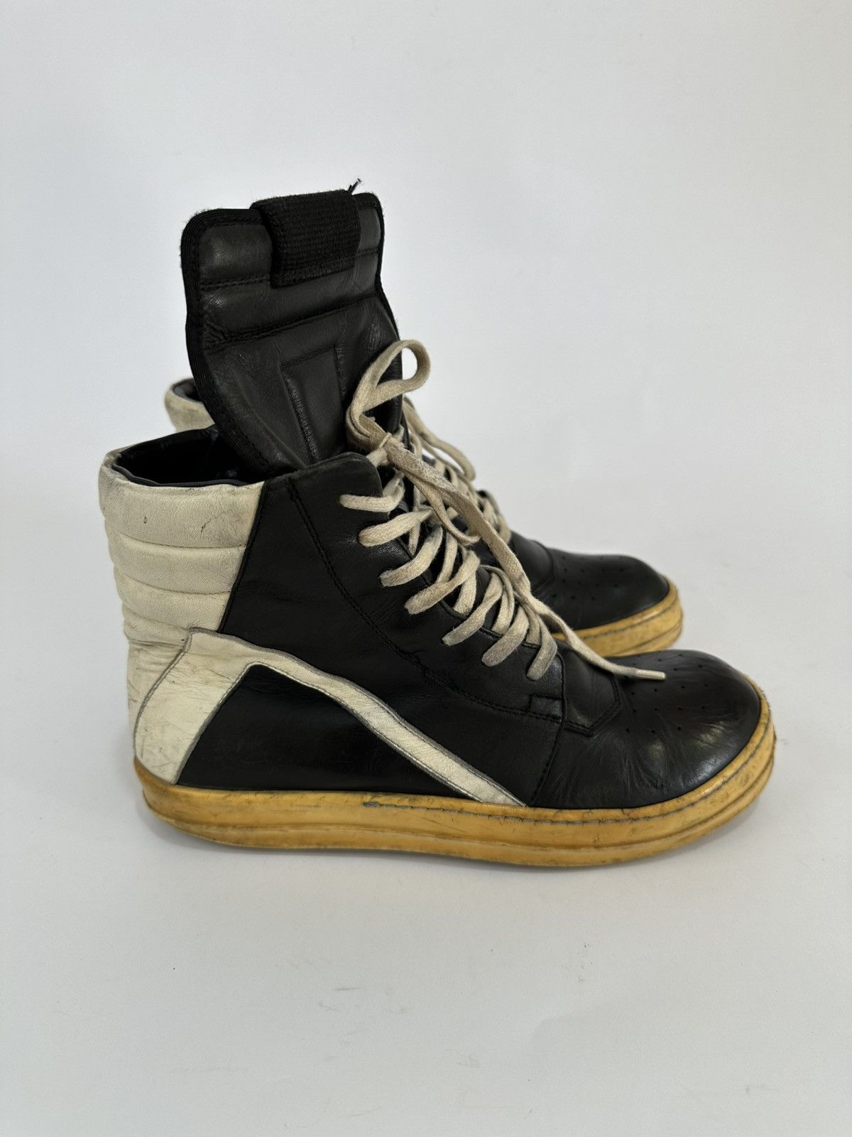 Rick Owens RICK OWENS GEOBASKET SNEAKER Black u0026 White Size 42 | Grailed