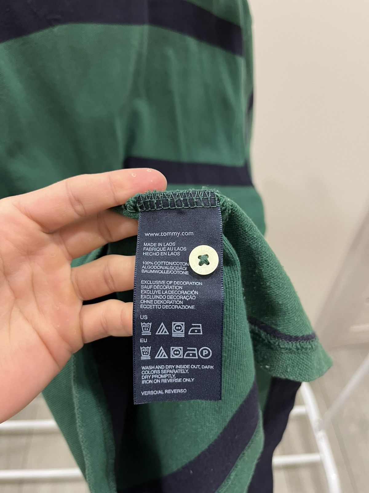 Tommy Hilfiger Vintage Tommy Hilfiger 90s Polo Shirt Stiped Blue and Green Size US XL / EU 56 / 4 - 5 Thumbnail