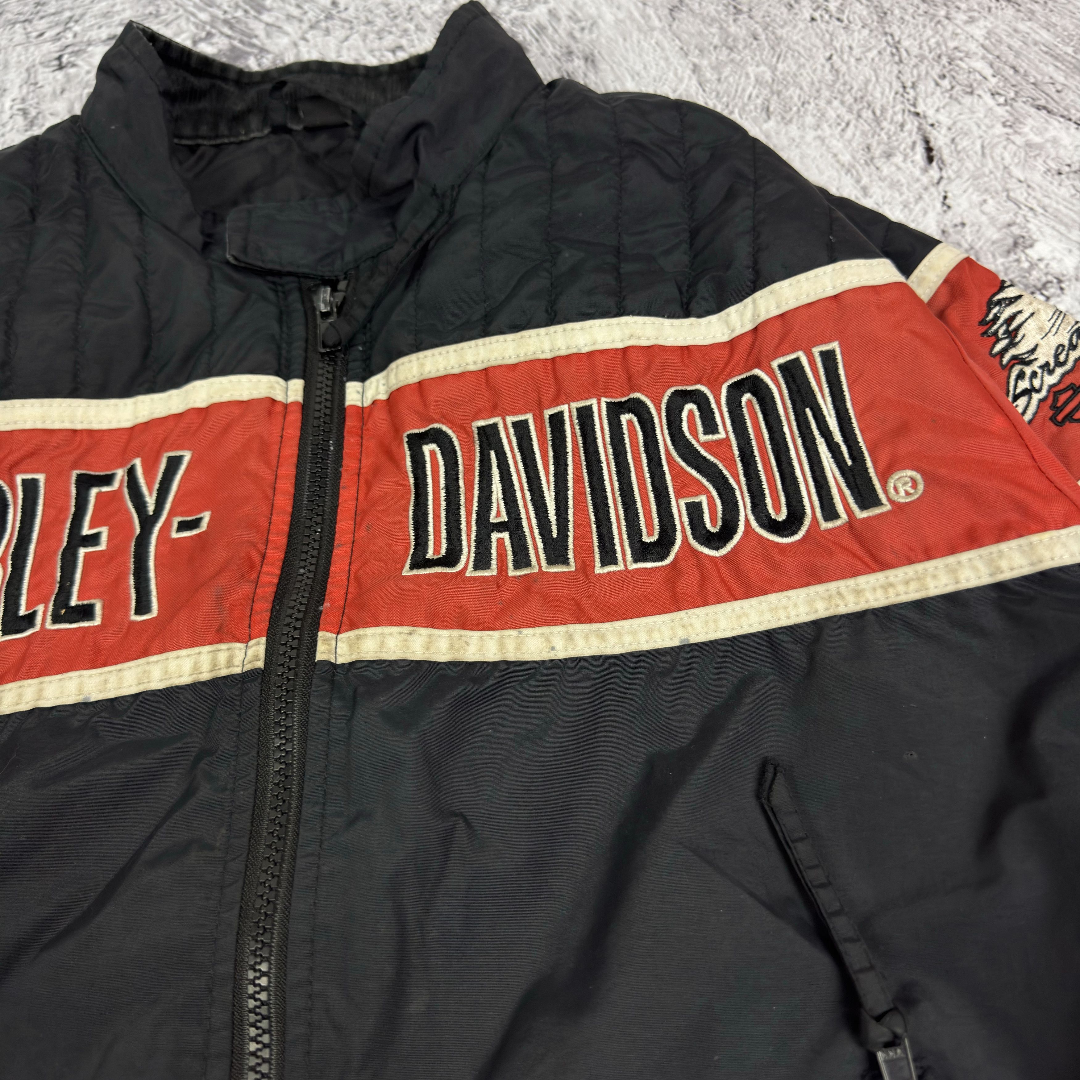 Harley Davidson Harley-Davidson Men's Black Full Zip Biker Racing Jacket Size US L / EU 52-54 / 3 - 5 Thumbnail