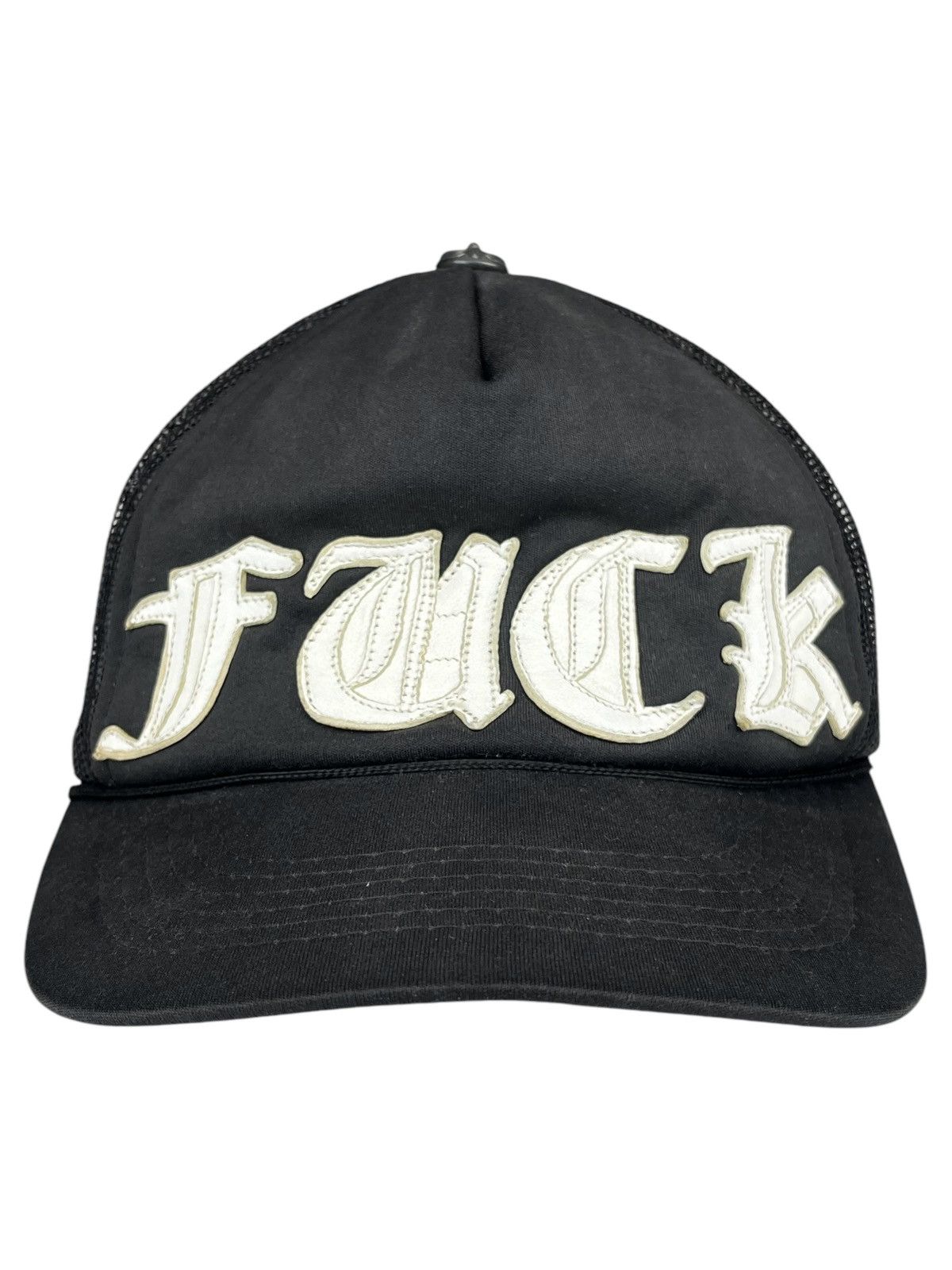 Chrome Hearts Chrome Hearts Fuck Leather Patch Black Trucker Hat Size ONE SIZE - 1 Thumbnail