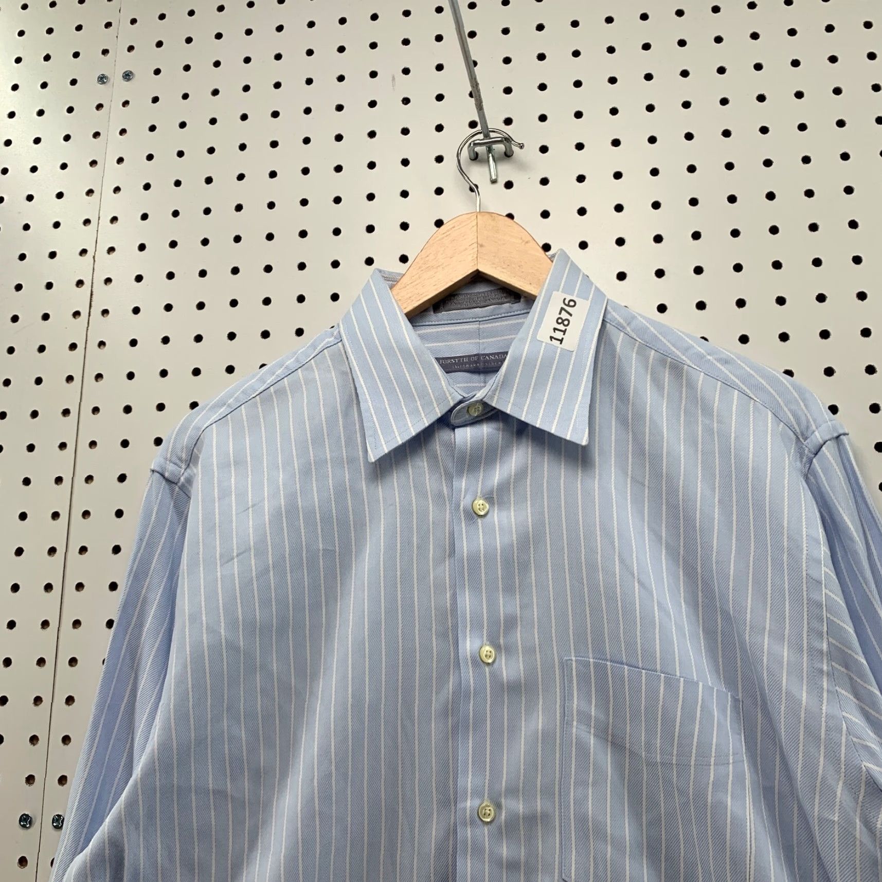 Vintage Forsyth Of Canada Shirt 15.5 Regular Blue Striped Button-Up Mens Size US L / EU 52-54 / 3 - 7 Thumbnail