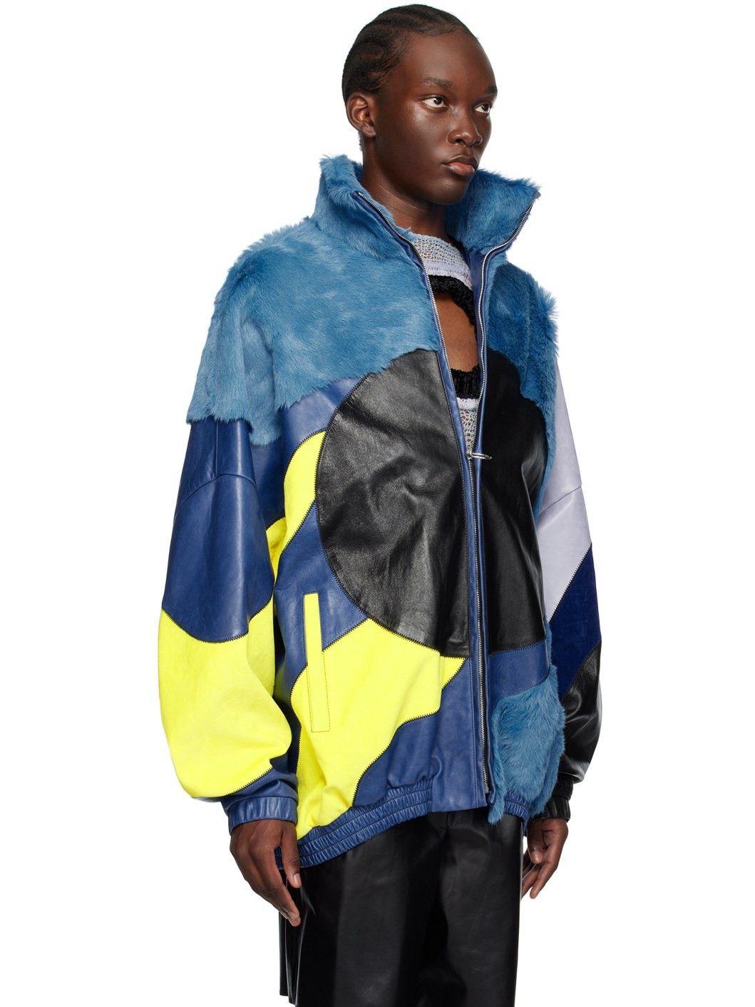 Marni o1srvl11e0724 Paneled Jacket in Blue Size US XS / EU 42 / 0 - 2 Thumbnail