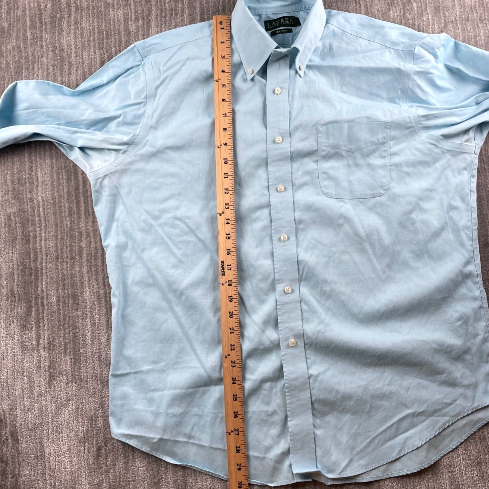Ralph Lauren Lauren Ralph Lauren Shirt Adult Large Blue Long Sleeve Button Up Non Iron Mens Size US L / EU 52-54 / 3 - 7 Thumbnail
