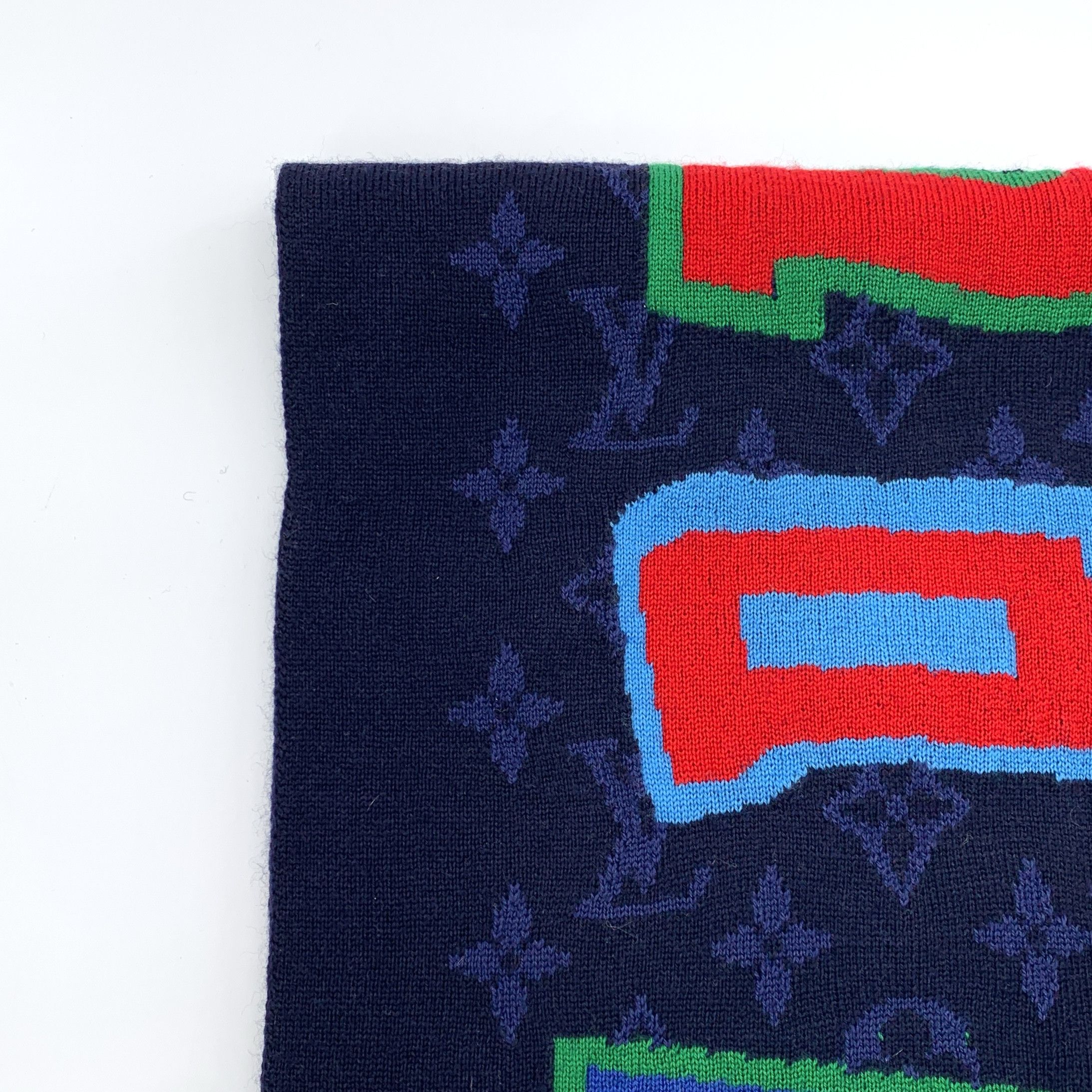 Louis Vuitton Louis Vuitton x NBA Wool Logo Scarf Navy (193×28 cm) Size ONE SIZE - 3 Thumbnail