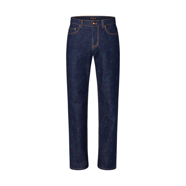 Louis Vuitton LV Blason Embroidered Denim Trousers Size US 31 - 1 Thumbnail