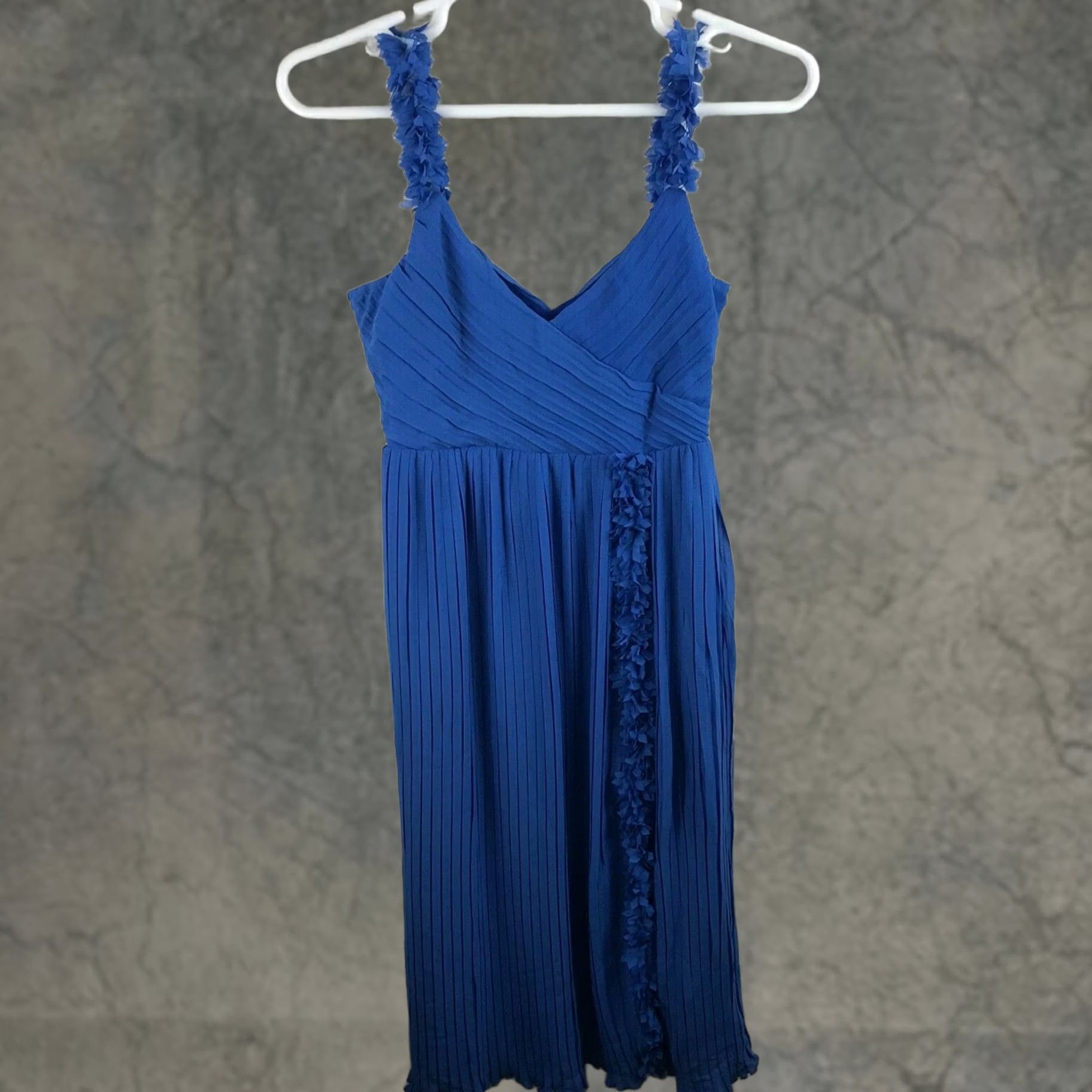 Vintage Foxiedox Dress Women Small S Blue Cocktail Pleated Front Slit NWT