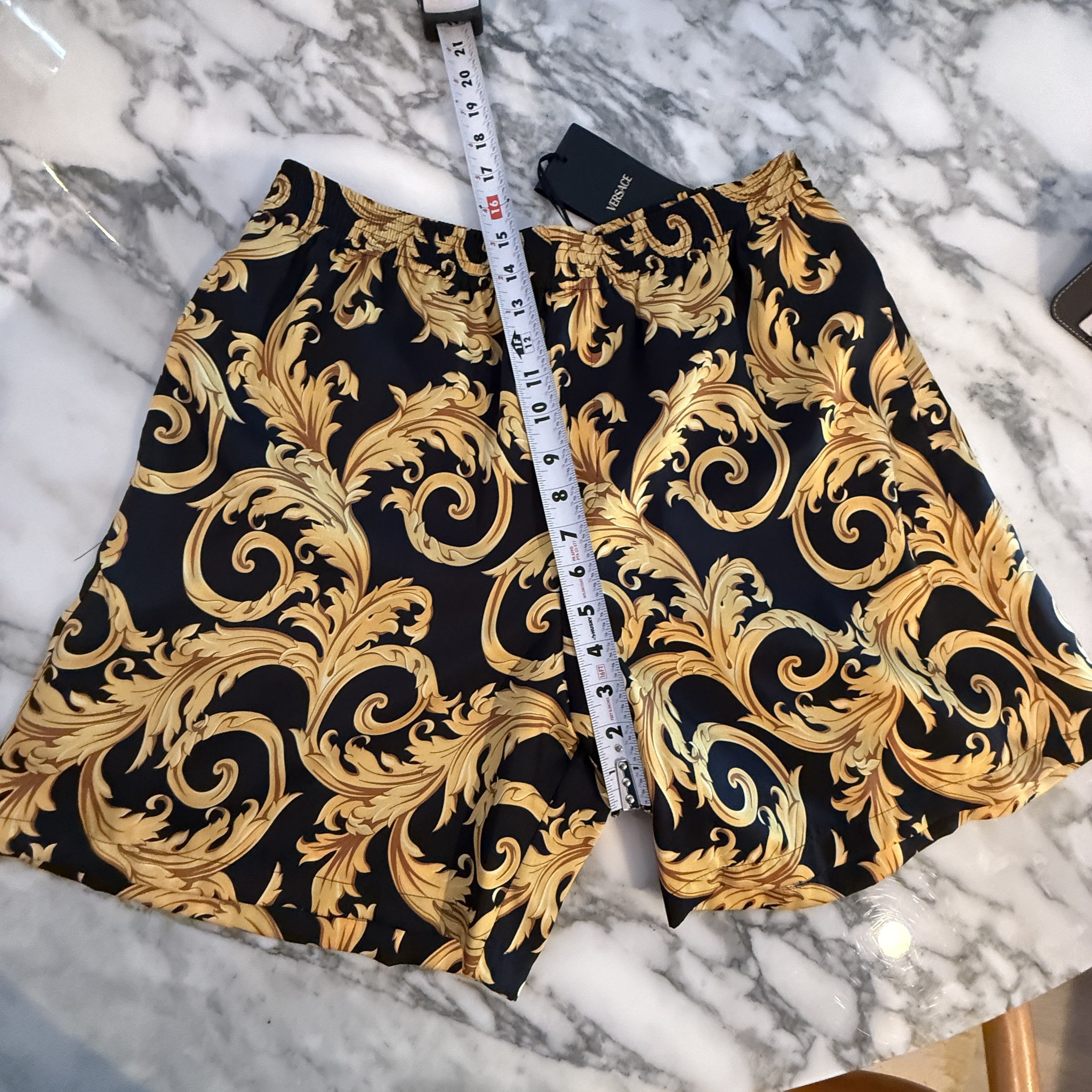Versace Versace Men's Baroque Shorts Black Gold Print Shorts IT 50 Size US 31 - 9 Thumbnail