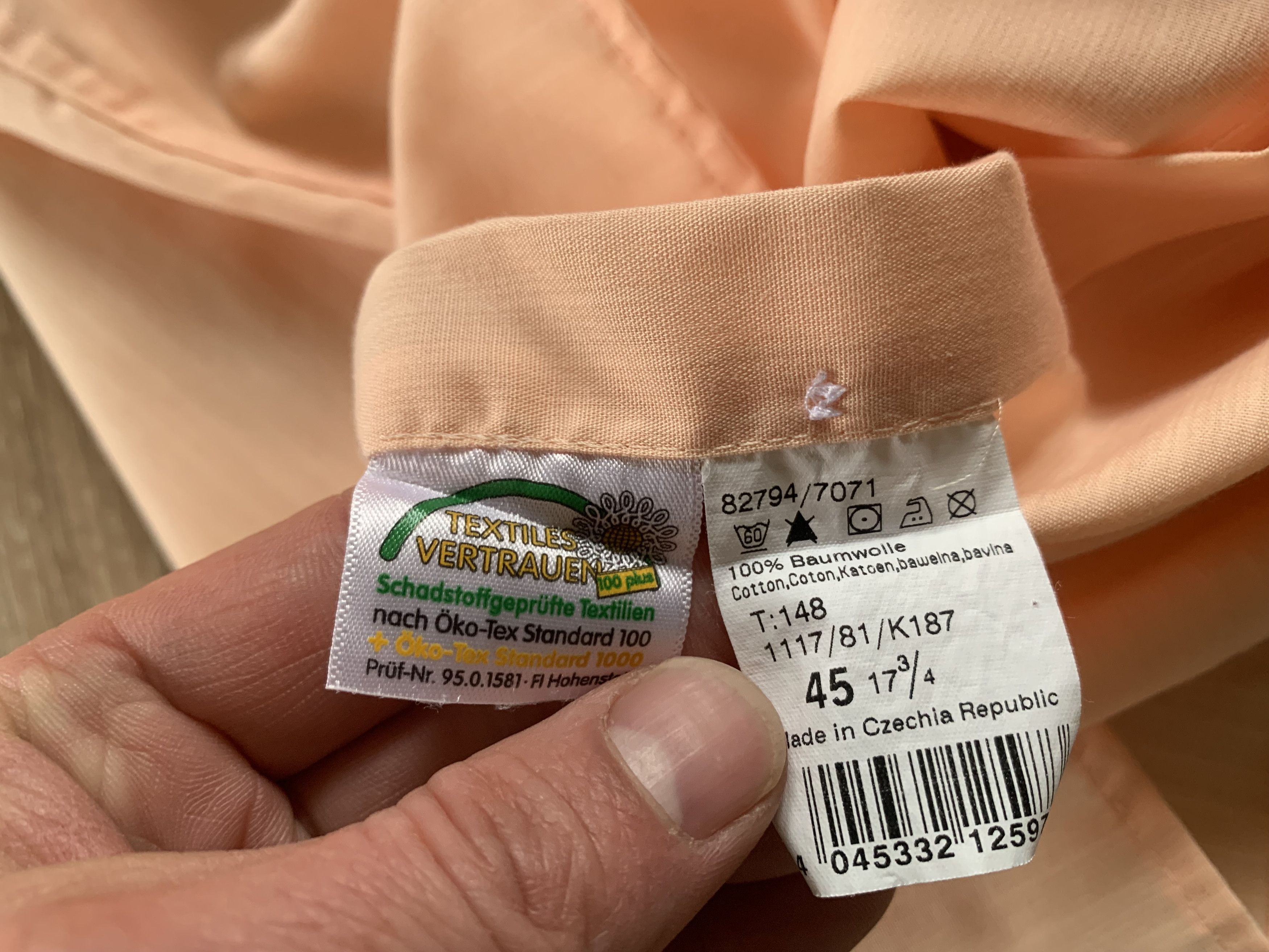 Other Eterna Excellent Mens Peach Short Sleeve Pocket Shirt Size US XL / EU 56 / 4 - 7 Thumbnail
