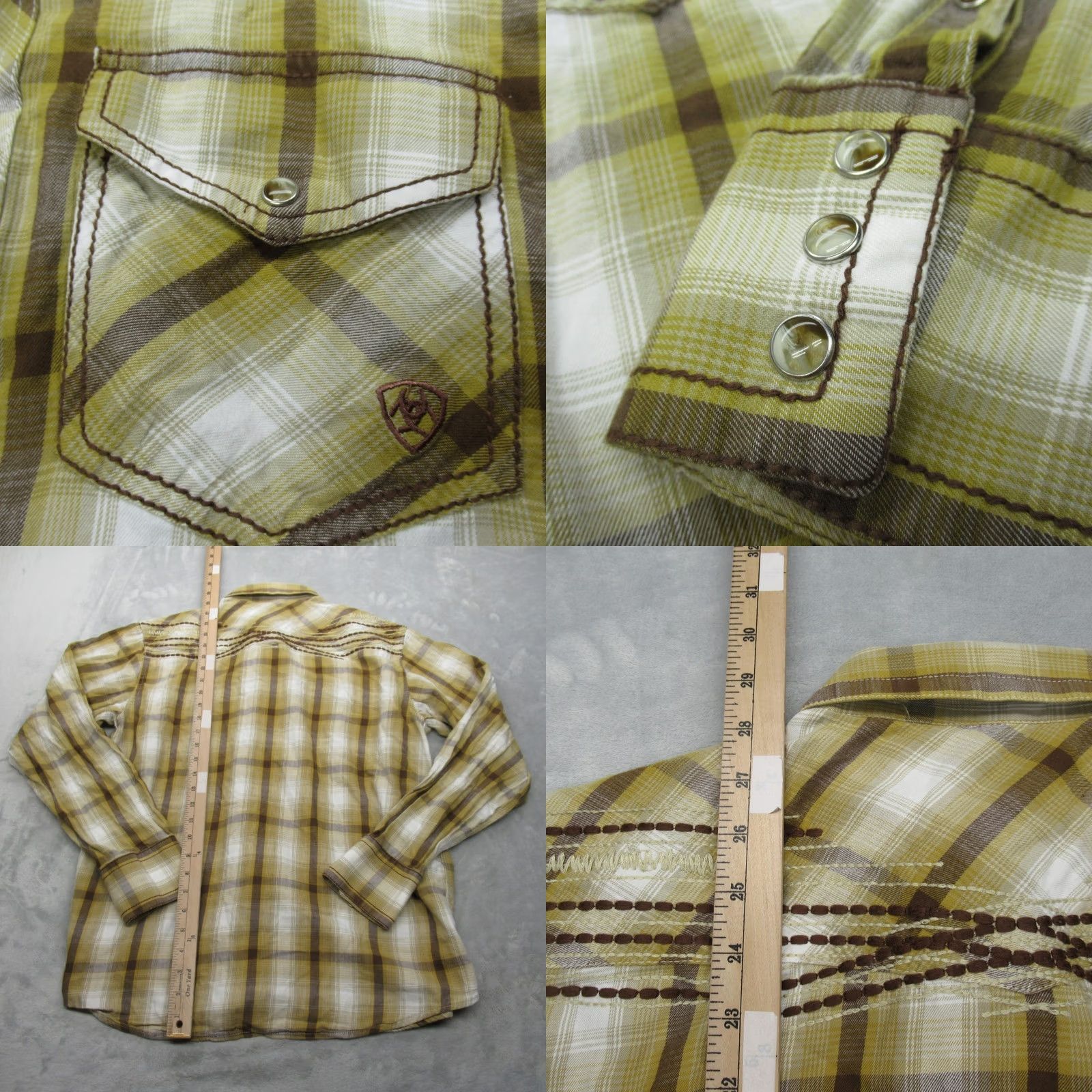 Ariat Ariat Shirt Men Medium Yellow Plaid Long Sleeve Embroidered Button-Up Western Vintage: No Size US M / EU 48-50 / 2 - 8 Thumbnail