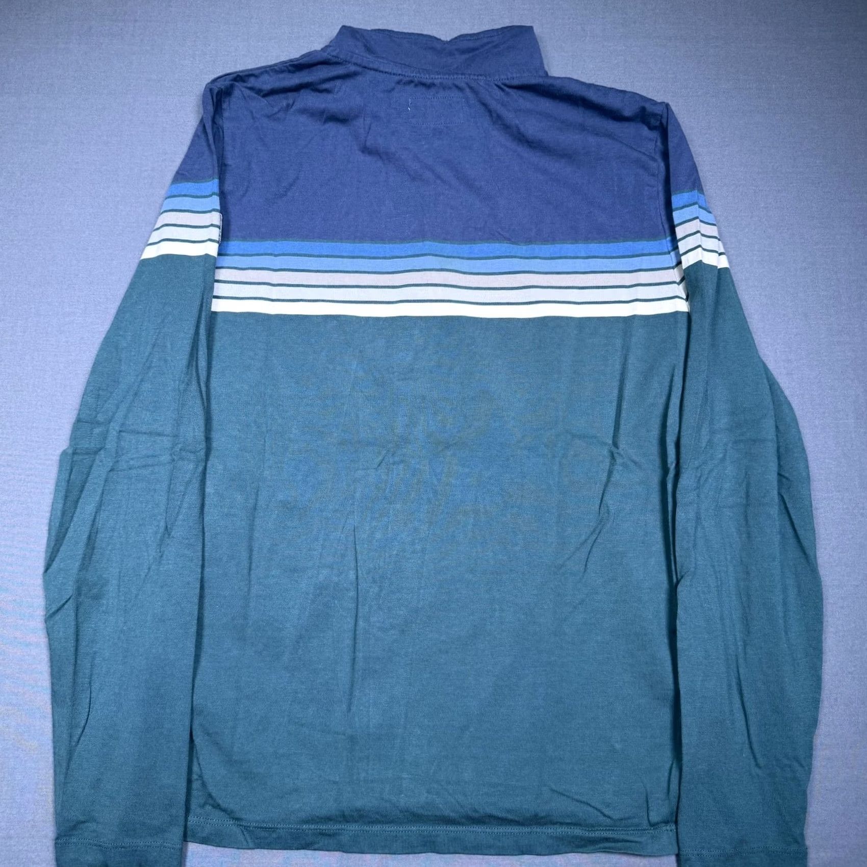 Marine Layer Marine Layer Shirt Mens Small Green Striped Mock Neck Half Zip Long Sleeve Size US S / EU 44-46 / 1 - 5 Thumbnail