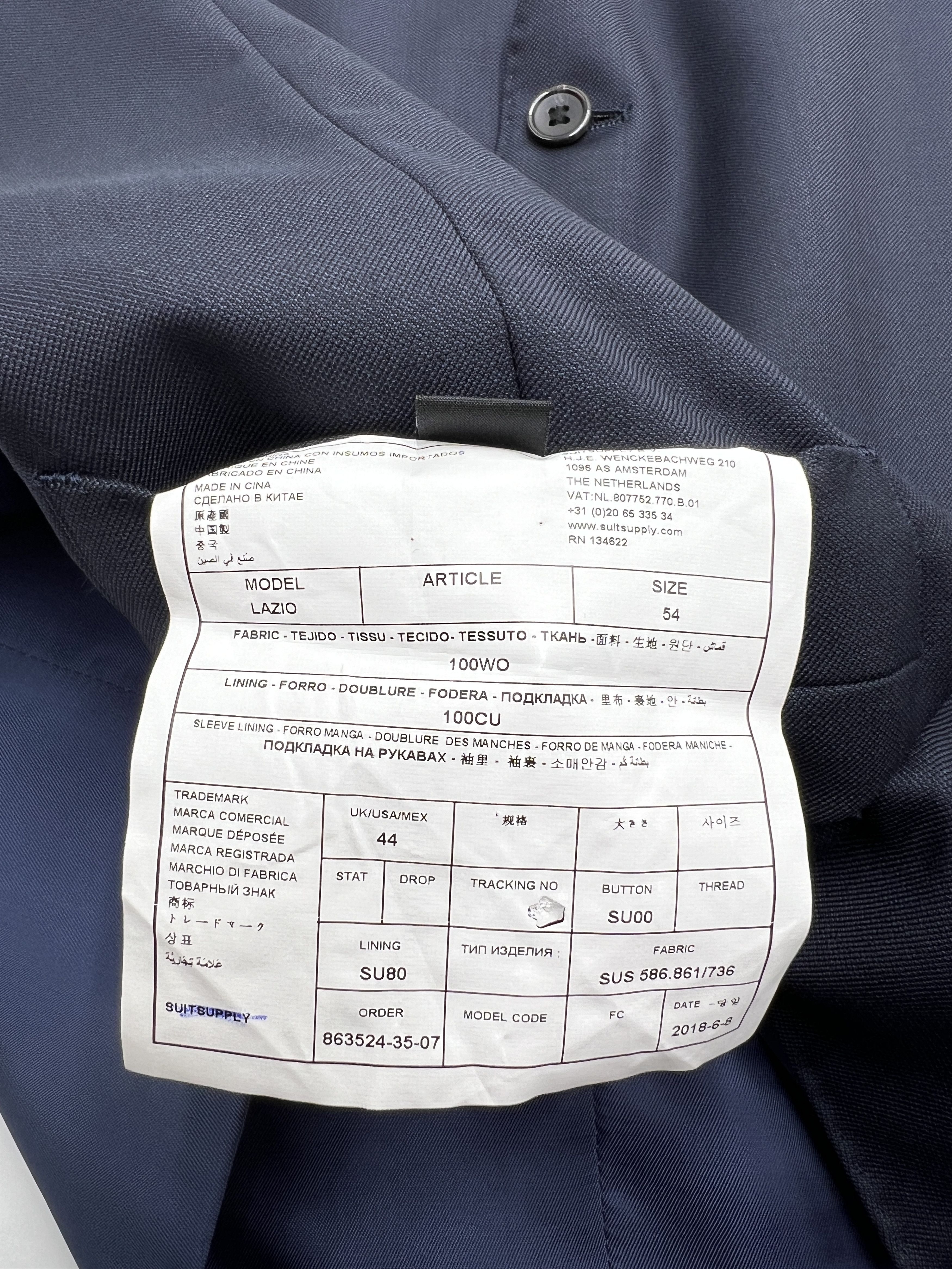 Suitsupply Lazio Wool Formal Blazer Waistcoat Suit EU:44; UK/US:44R Size 44R - 11 Thumbnail