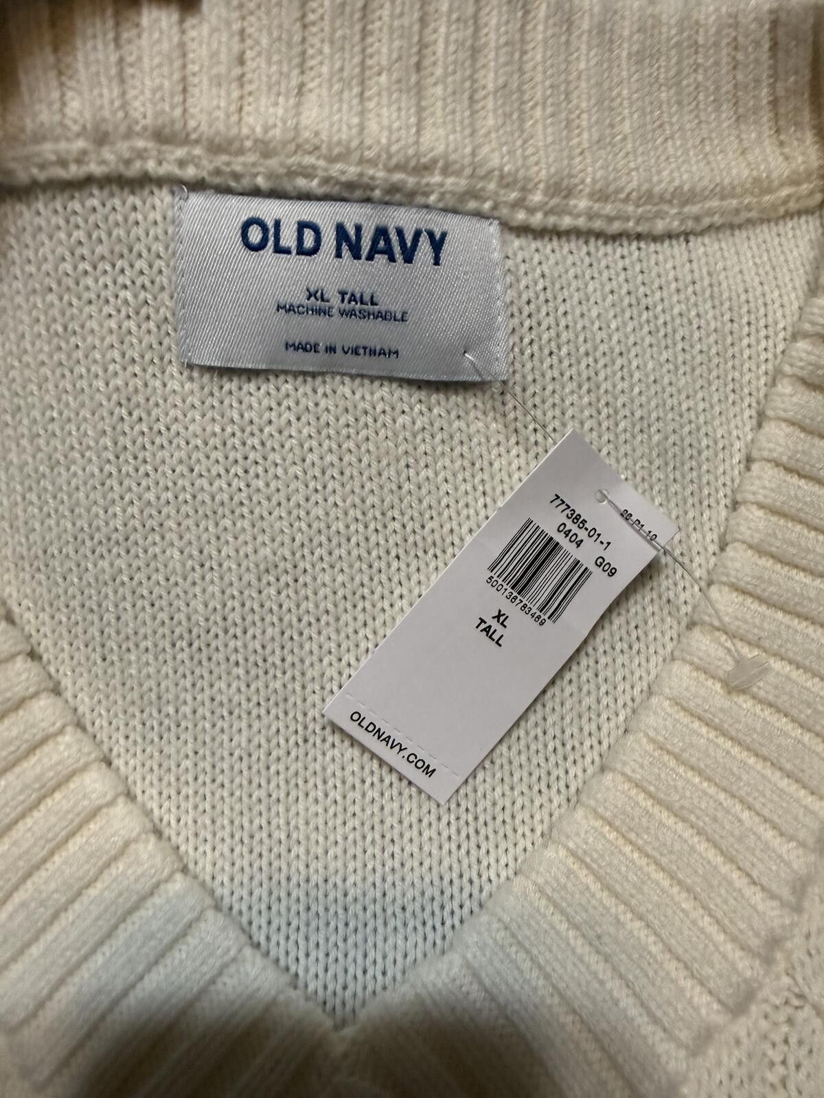 Old Navy Old Navy Cable Knit V-Neck Sweater Vest XL Tall Cream Size XL / US 12-14 / IT 48-50 - 2 Thumbnail