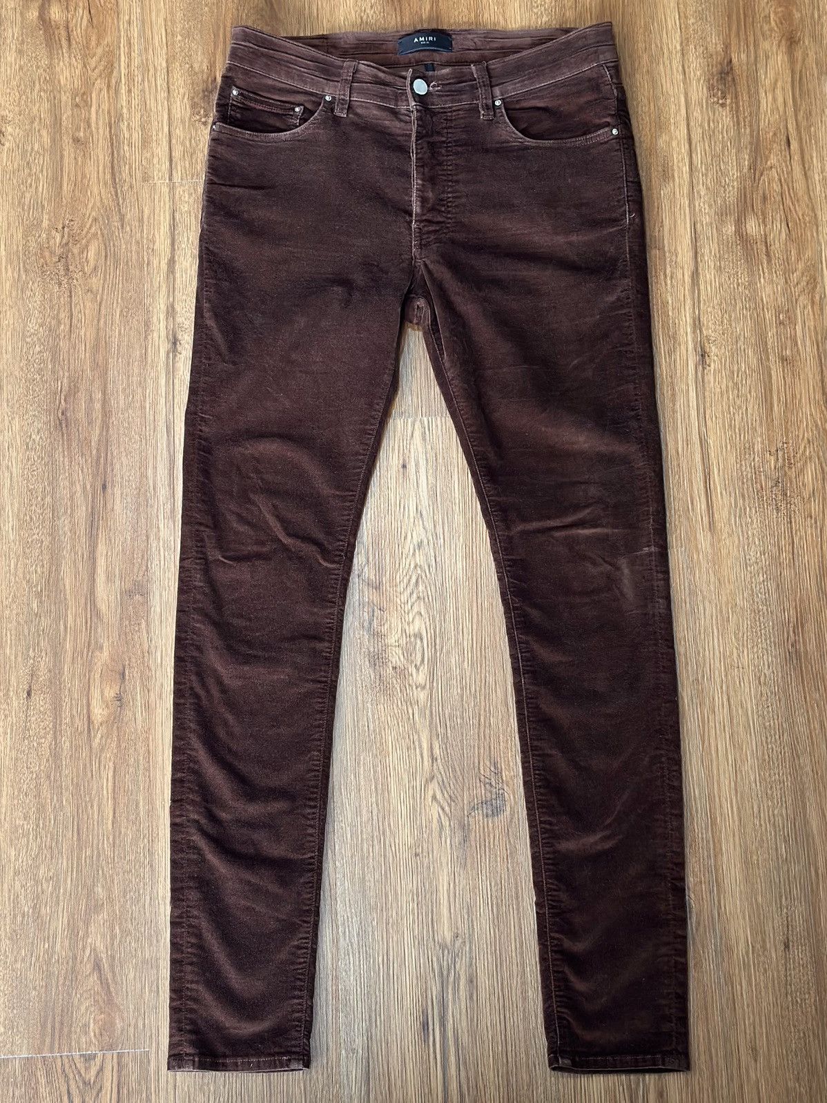 Amiri Amiri Velour Skinny Stack Pants Brown Size US 32 / EU 48 - 1 Thumbnail
