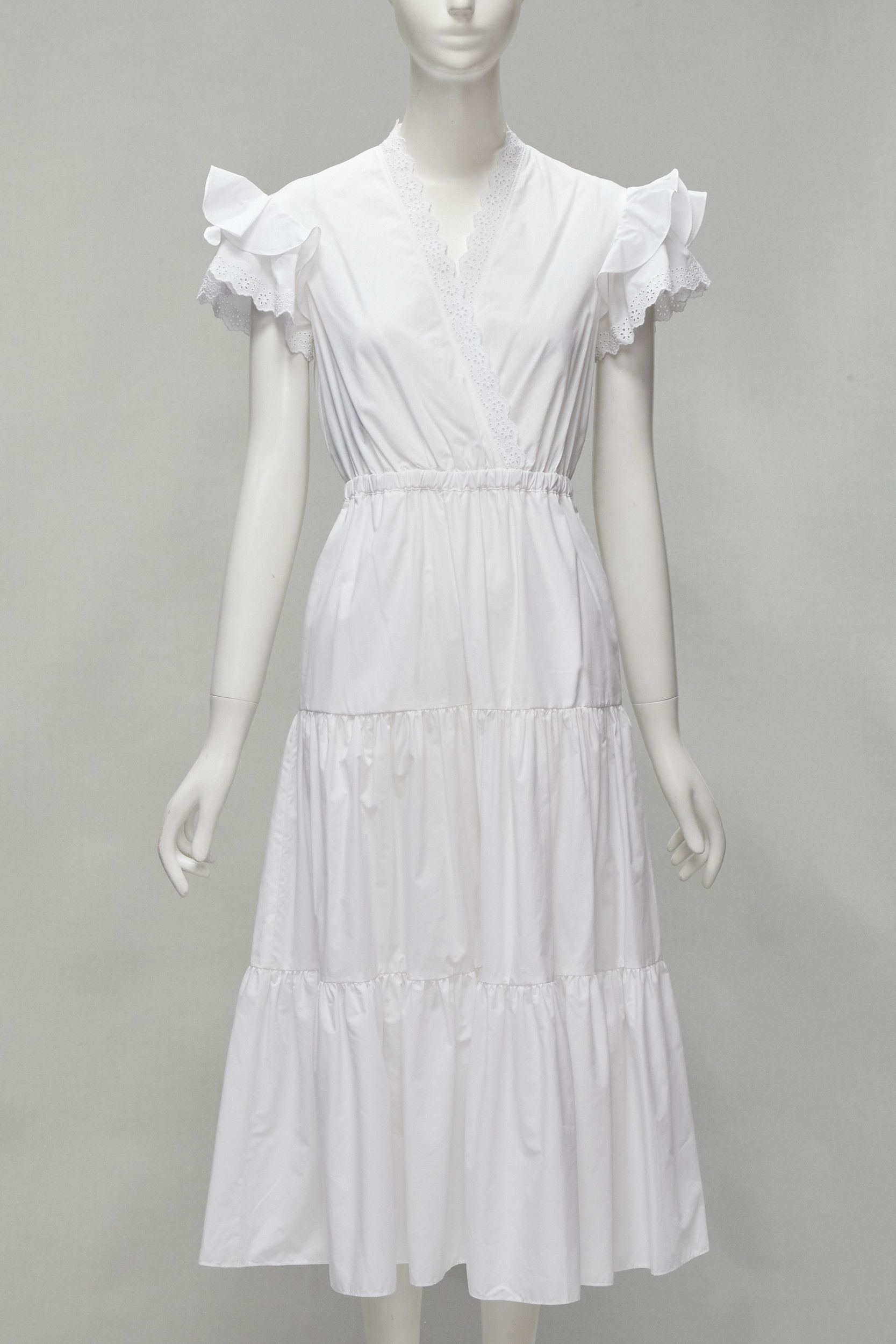 Philosophy di Lorenzo Serafini new PHILOSOPHY 2019 white butterfly ruffle sleeve lace eyelet tier dress IT38 XS Size XS / US 0-2 / IT 36-38 - 1 Thumbnail