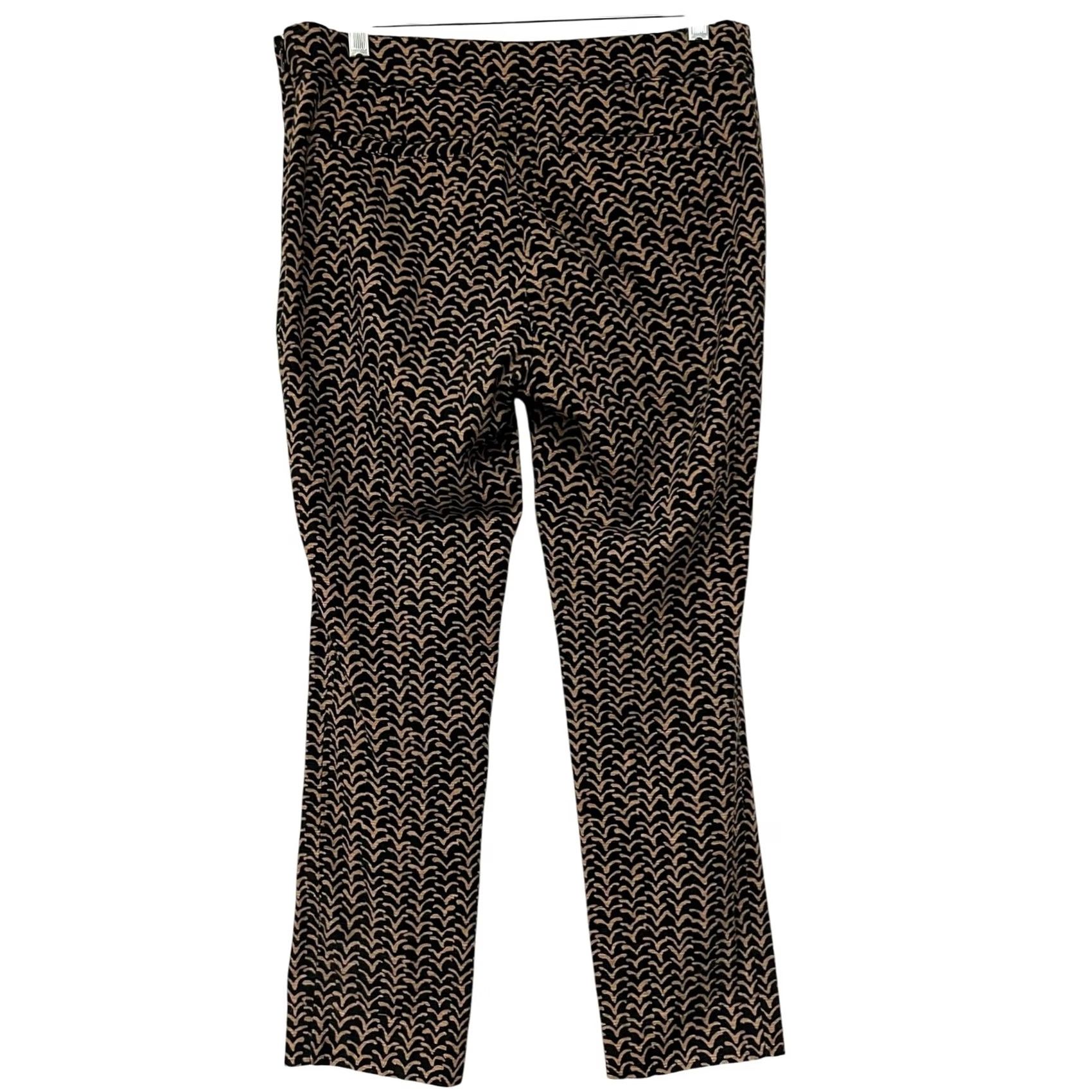 Anthropologie Cartonnier Anthropologie Women’s Black Motif Print Ankle Pants Slim Fit 8 Cotton Blend Slim Rise Mid Inseam 25.5 in Hook Zip Womens Size 30" / US 8 / IT 44 - 4 Thumbnail