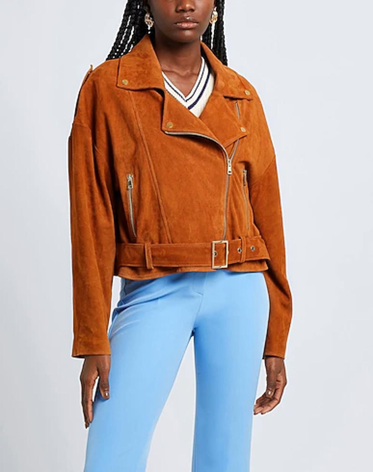 8 by YOOX 8 by YOOX Split Brown Suede oversize biker jacket Sz 6 Size M / US 6-8 / IT 42-44 - 4 Thumbnail