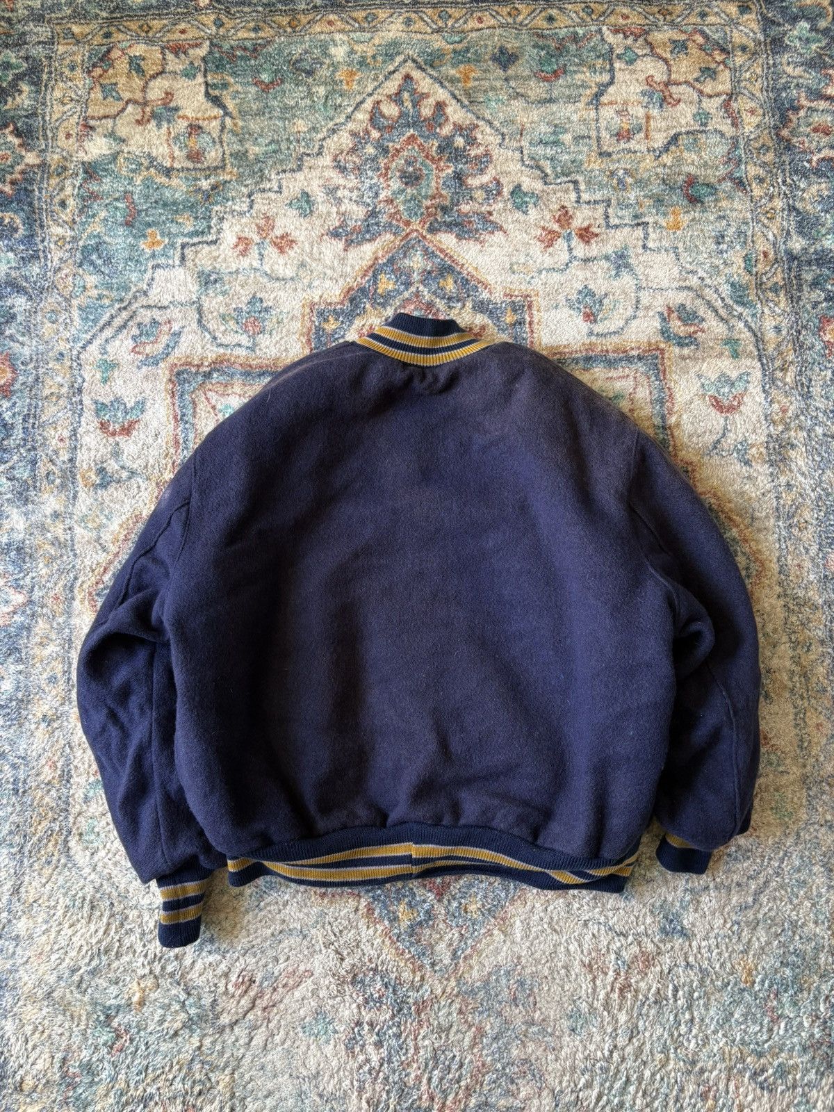 Delong Vintage 80s Delong Blue Blank Varsity Jacket Large Size US L / EU 52-54 / 3 - 2 Thumbnail