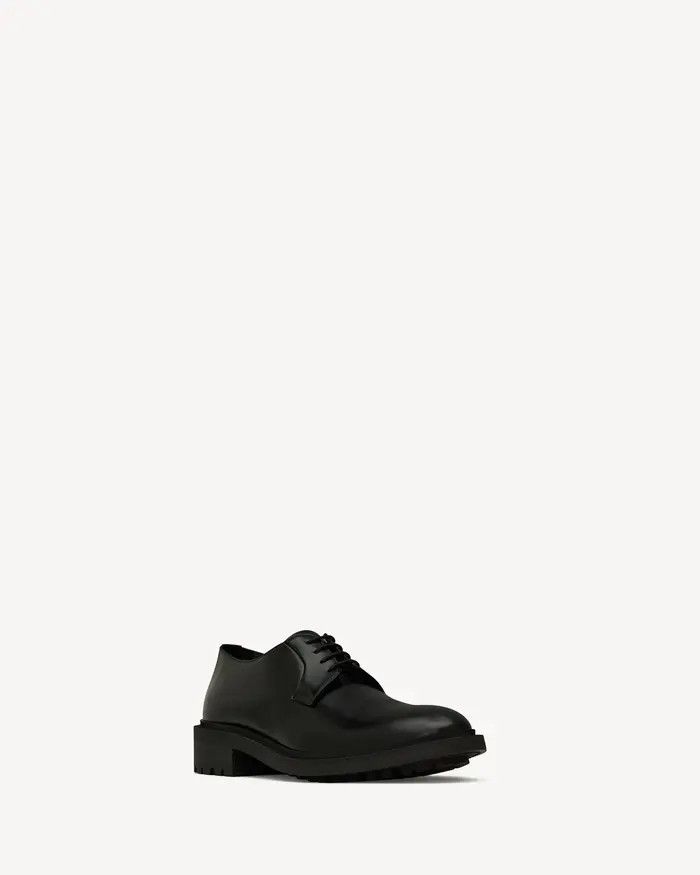 Saint Laurent Paris o1b1hav110526 819713 Antoine Derbies Shoes in Leather Black Size US 12.5 / EU 45-46 - 3 Thumbnail