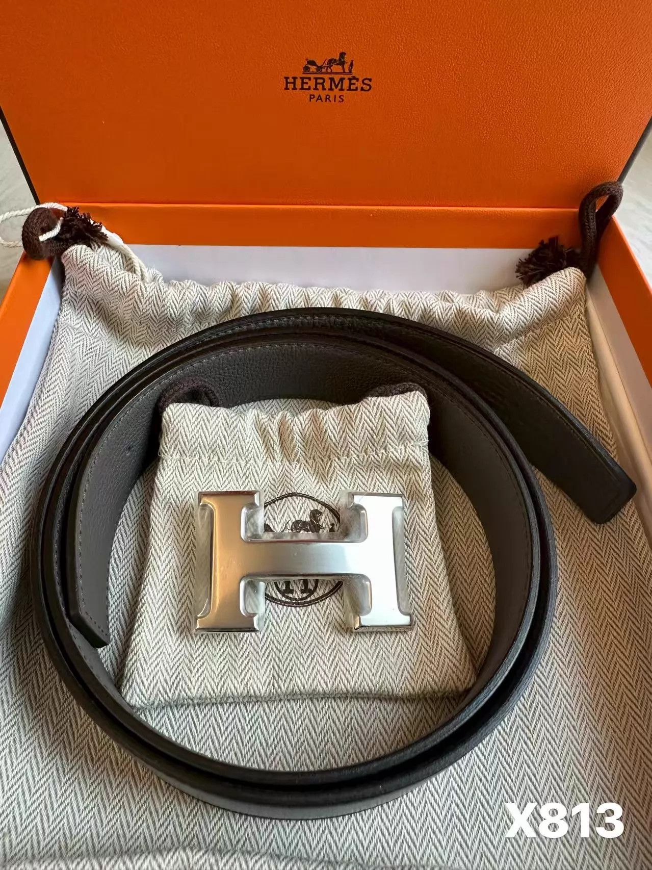 Hermes Hermès 3.2cm B Stamp 90cm Belt X813 New Size ONE SIZE - 8 Thumbnail
