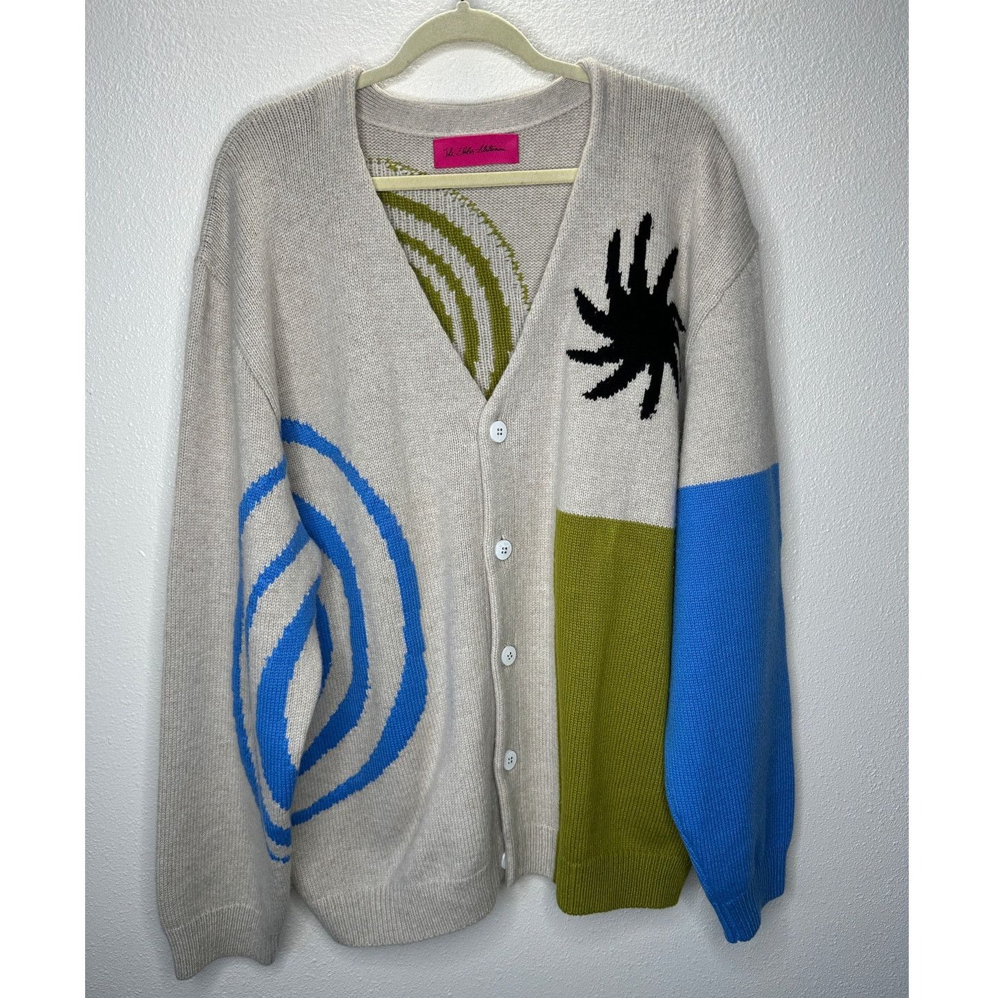 The Elder Statesman The Elder Statesman Tan Blue Green Block & Spiral Cardigan L Size US L / EU 52-54 / 3 - 2 Thumbnail