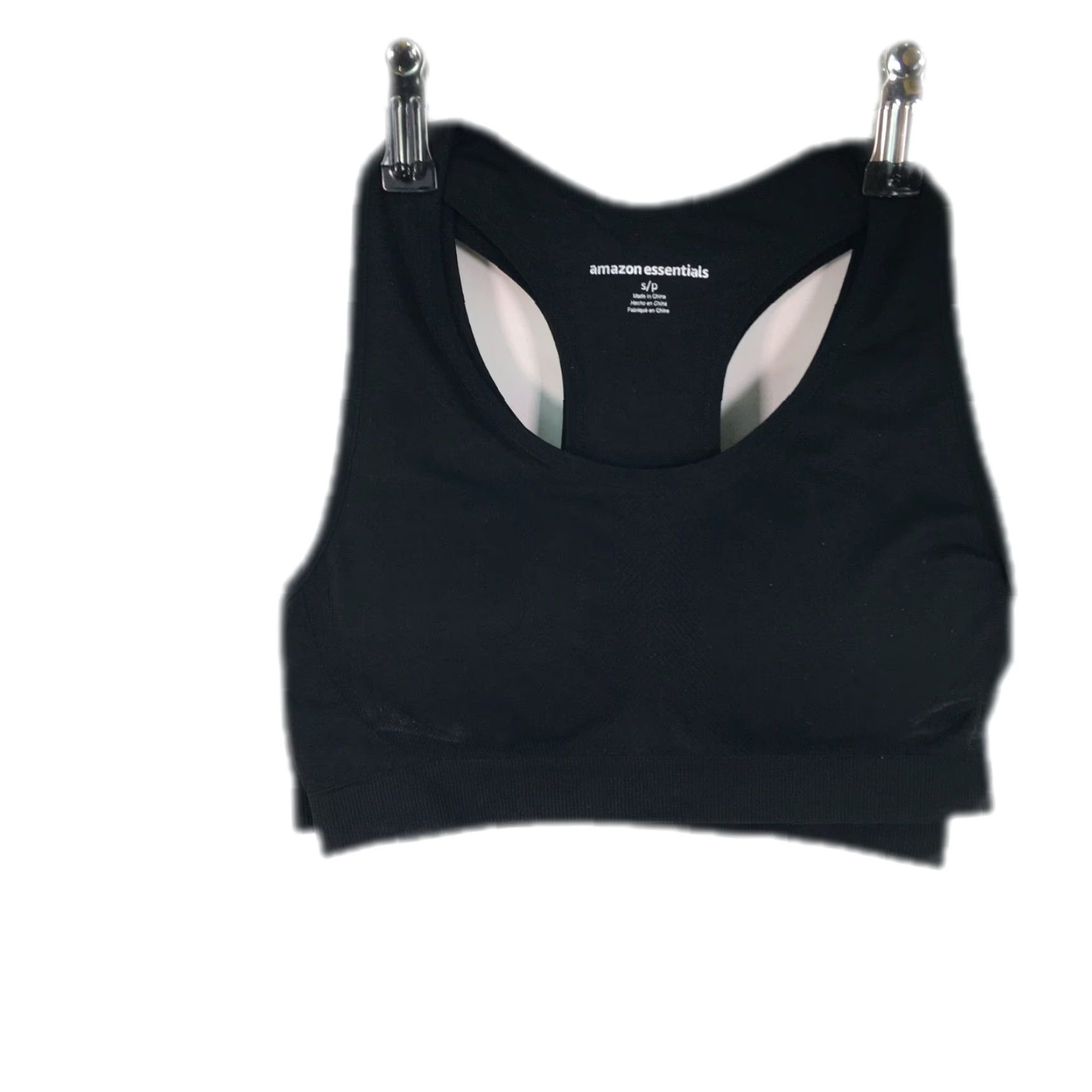 Essentials VINTAGE Essentials Women's Sports Bra Pack of 2 Black Racerback S Activewear Wireless Molded Cup Athleisure Size ONE SIZE - 3 Thumbnail