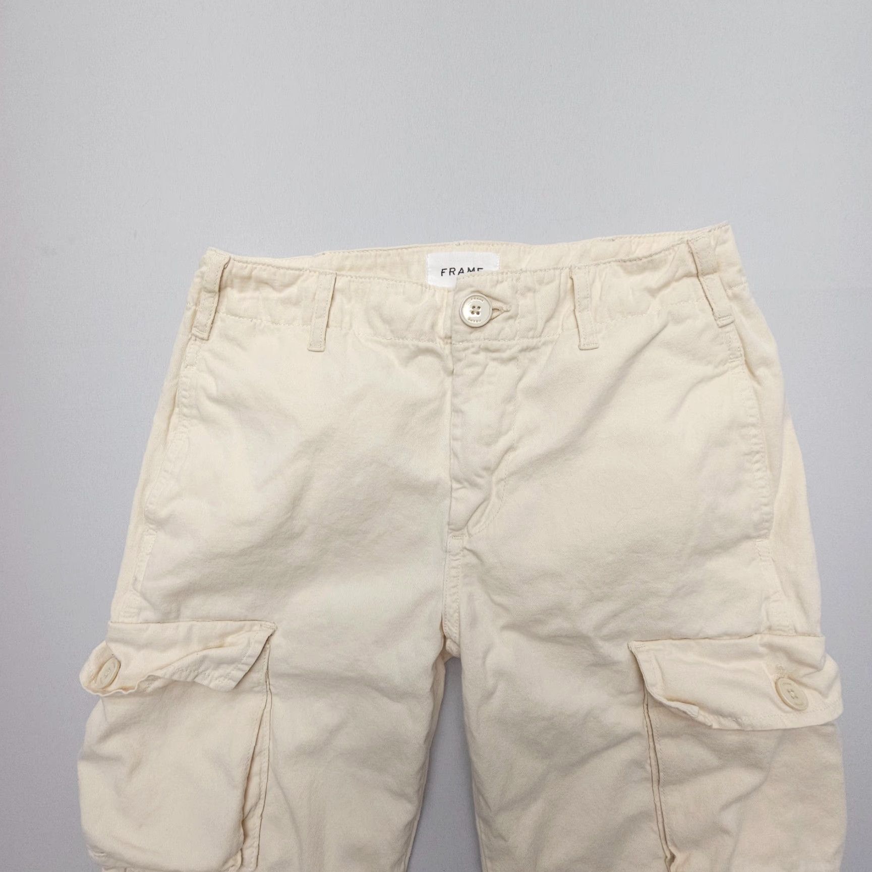 Frame FRAME Pants Womens 25 Inseam 24 Ivory Cargo Relaxed Mid Rise Travel Army Size 42" / US 20 - 4 Thumbnail