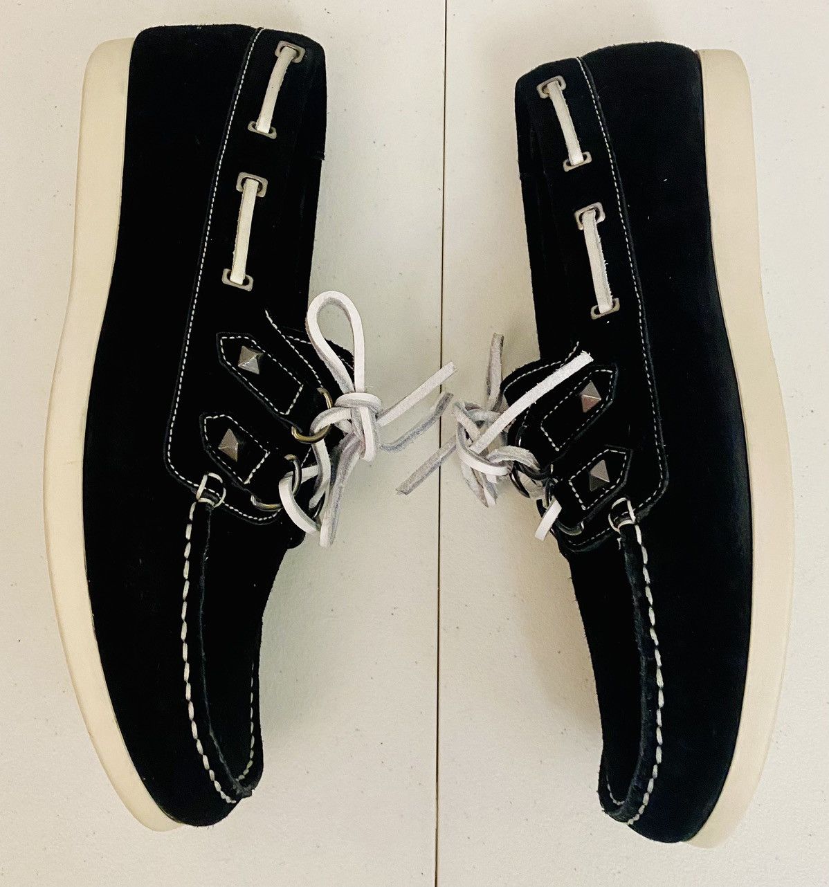 Pierre Balmain Balmain Black Suede Medal Dual Stud Contrast Boatshoe 40 New Size US 9 / IT 39 - 5 Thumbnail