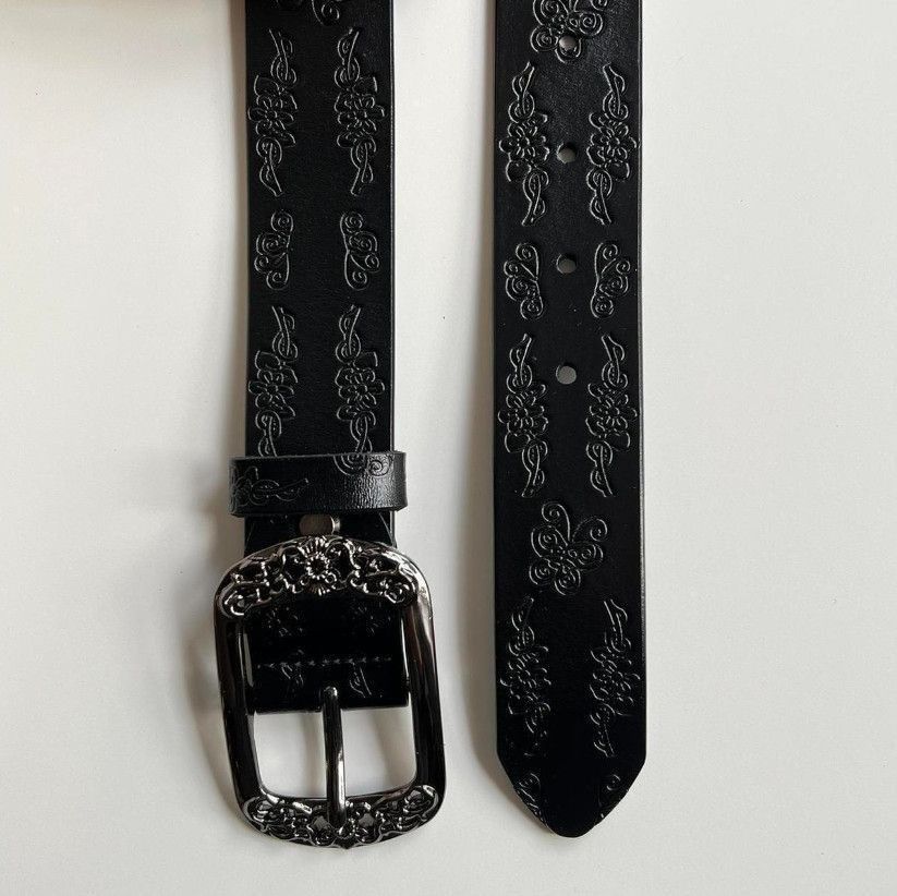 Japanese Brand Vintage style American western floral design black belt Size ONE SIZE - 6 Thumbnail