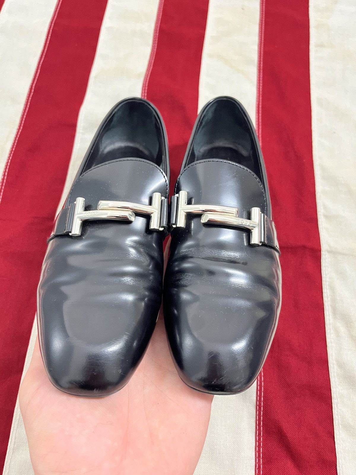 Tod's TOD'S Black Leather Backless Loafers Silver Hardware Size 38 Size US 7 / IT 37 - 2 Thumbnail
