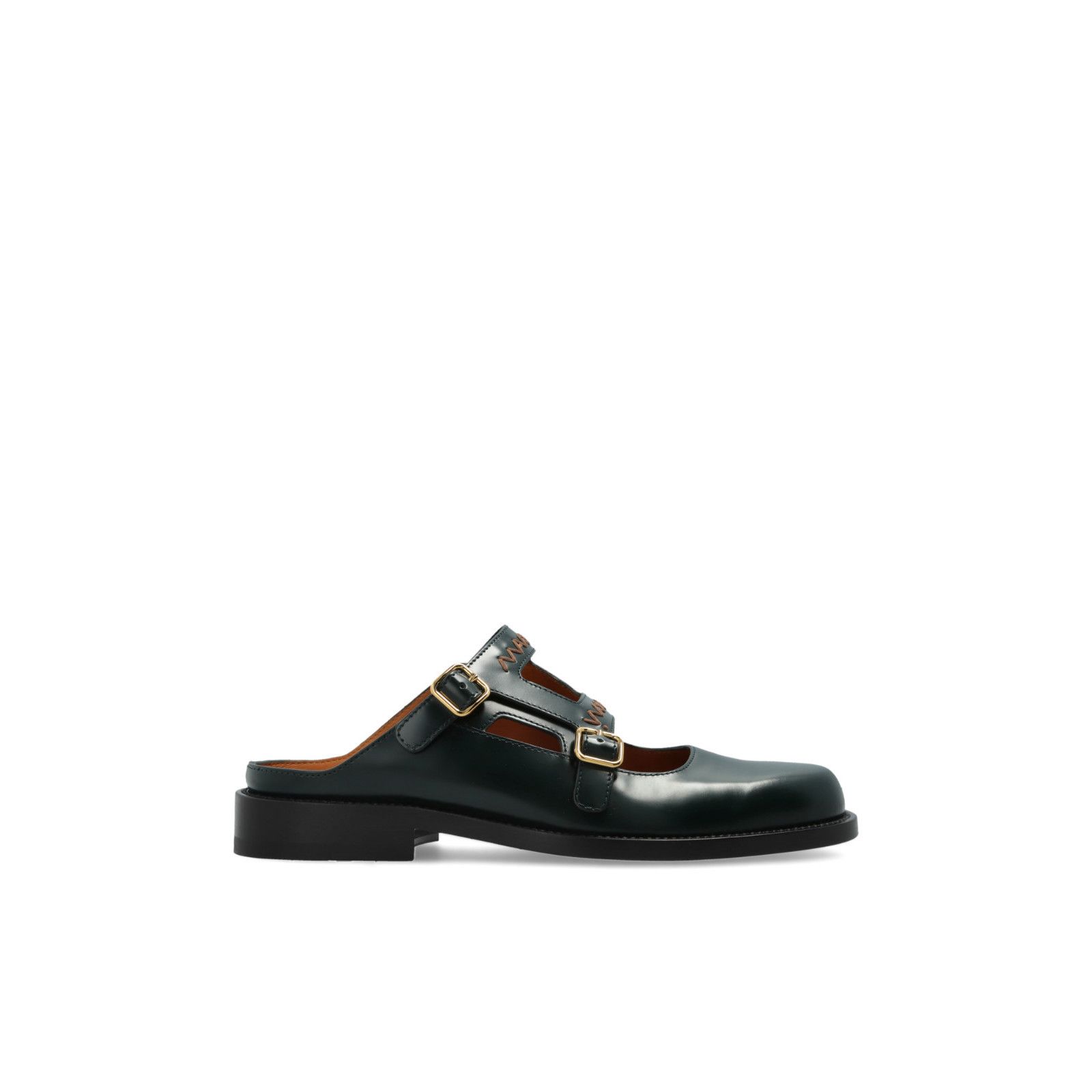 MARNI Green Leather Slides New )