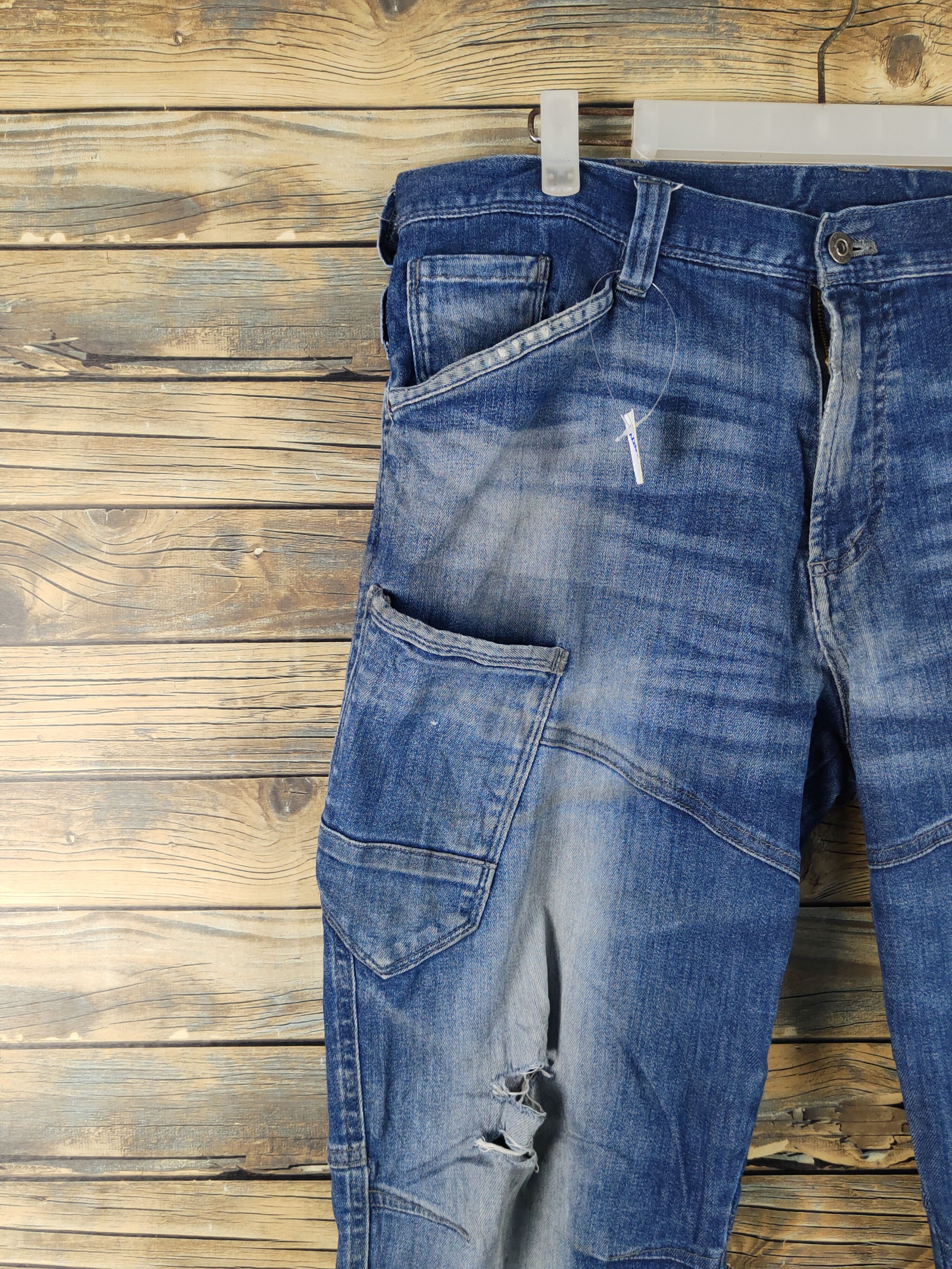 Japanese Brand Burtle Blue Distressed vintage soft denim Jeans #W2059 Size US 37 - 3 Thumbnail