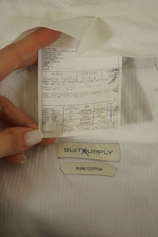 Suitsupply Men Suitsupply Havana Jetted Unlined White Pure Cotton US38 Size 38R - 10 Thumbnail
