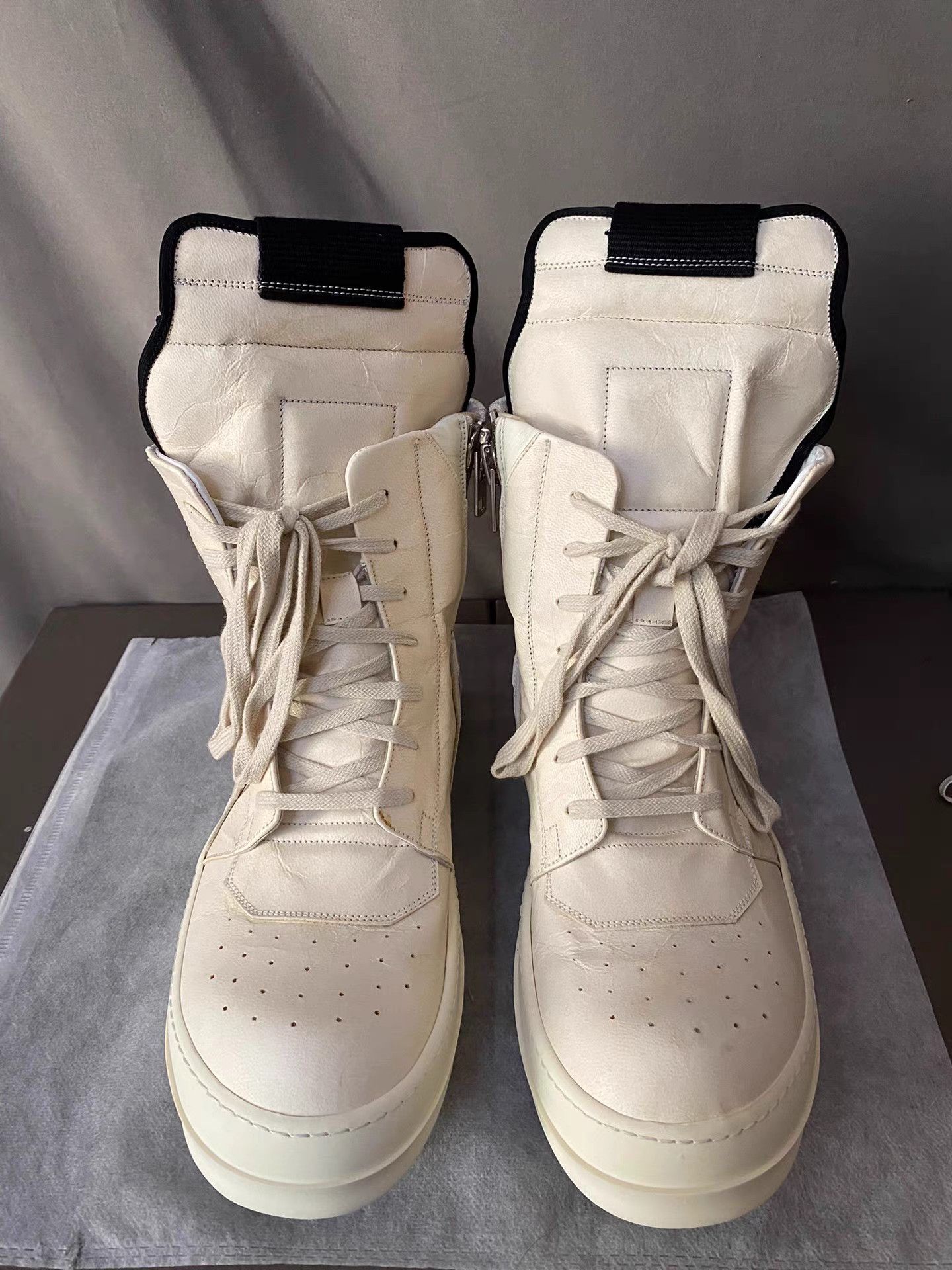 Rick Owens Rick Owens mainline white leather reverse triangle sneakers Size US 8 / EU 41 - 4 Thumbnail
