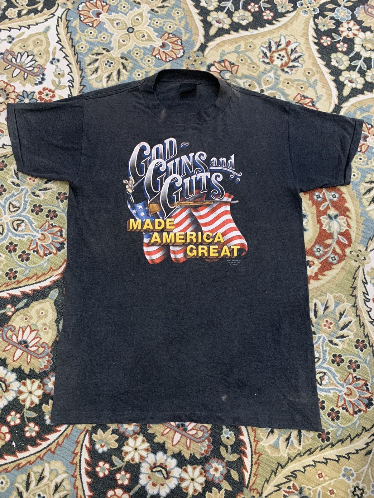 3D EMBLEM【GOD GUNS and GUTS】80年代Tシャツ Harley Davidson × Vintage Vintage 3D Emblem God, Guns & Guts